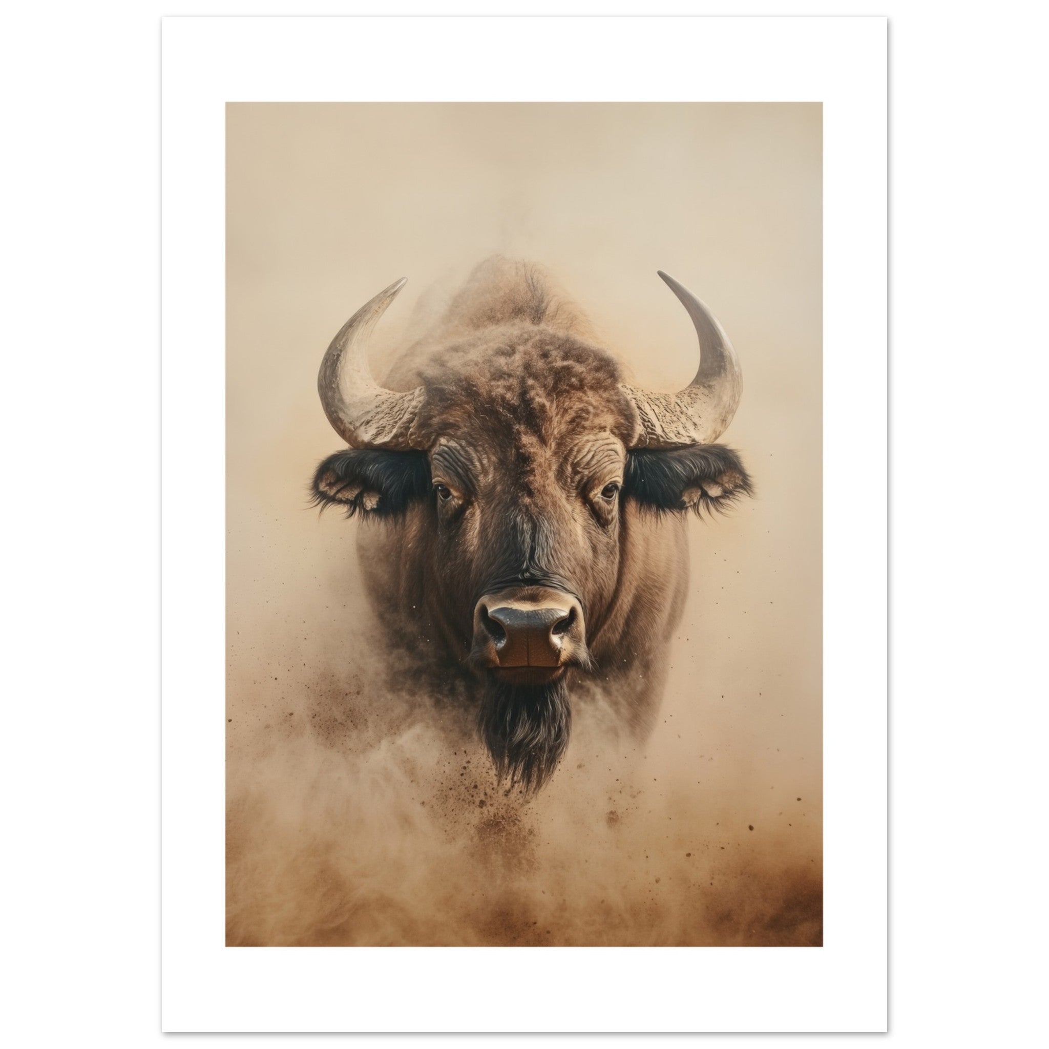 Buffalo portrait in a sandstorm 1