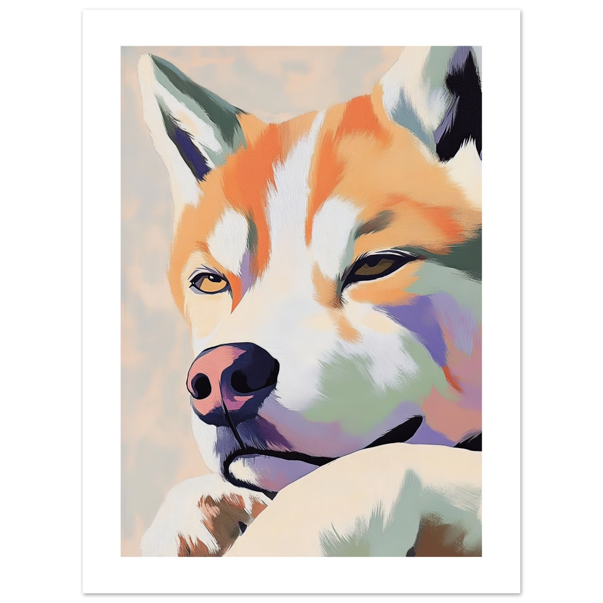 Akita Dog Relaxing Pastel Colored 1