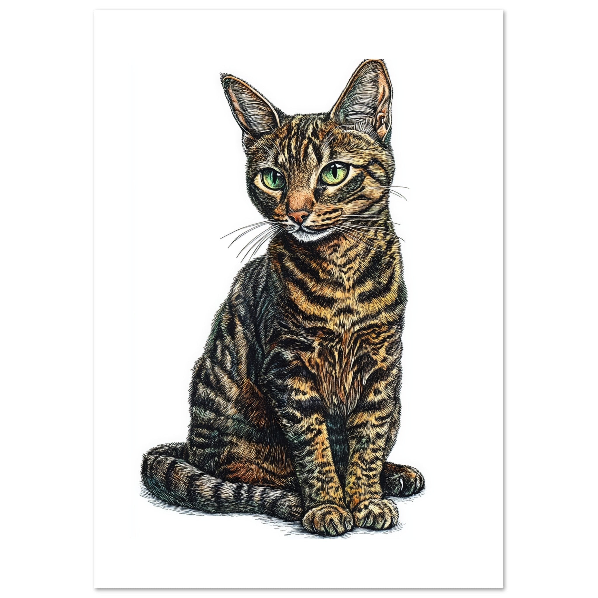 Bengal Cat Painted With Tone Pen
