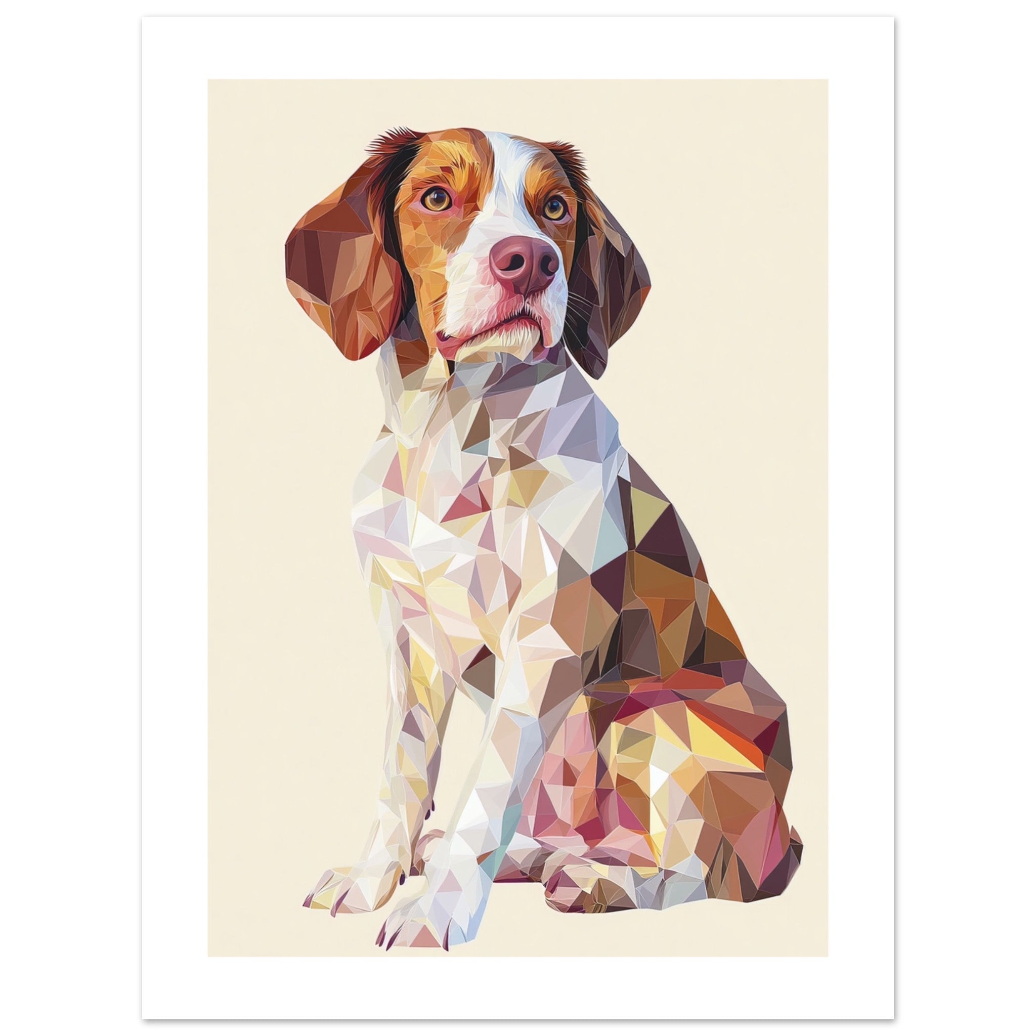 Brittany Spaniel Dog Illustrated with Colorful Triangles 2