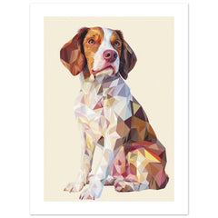 Brittany Spaniel Dog Illustrated with Colorful Triangles 2