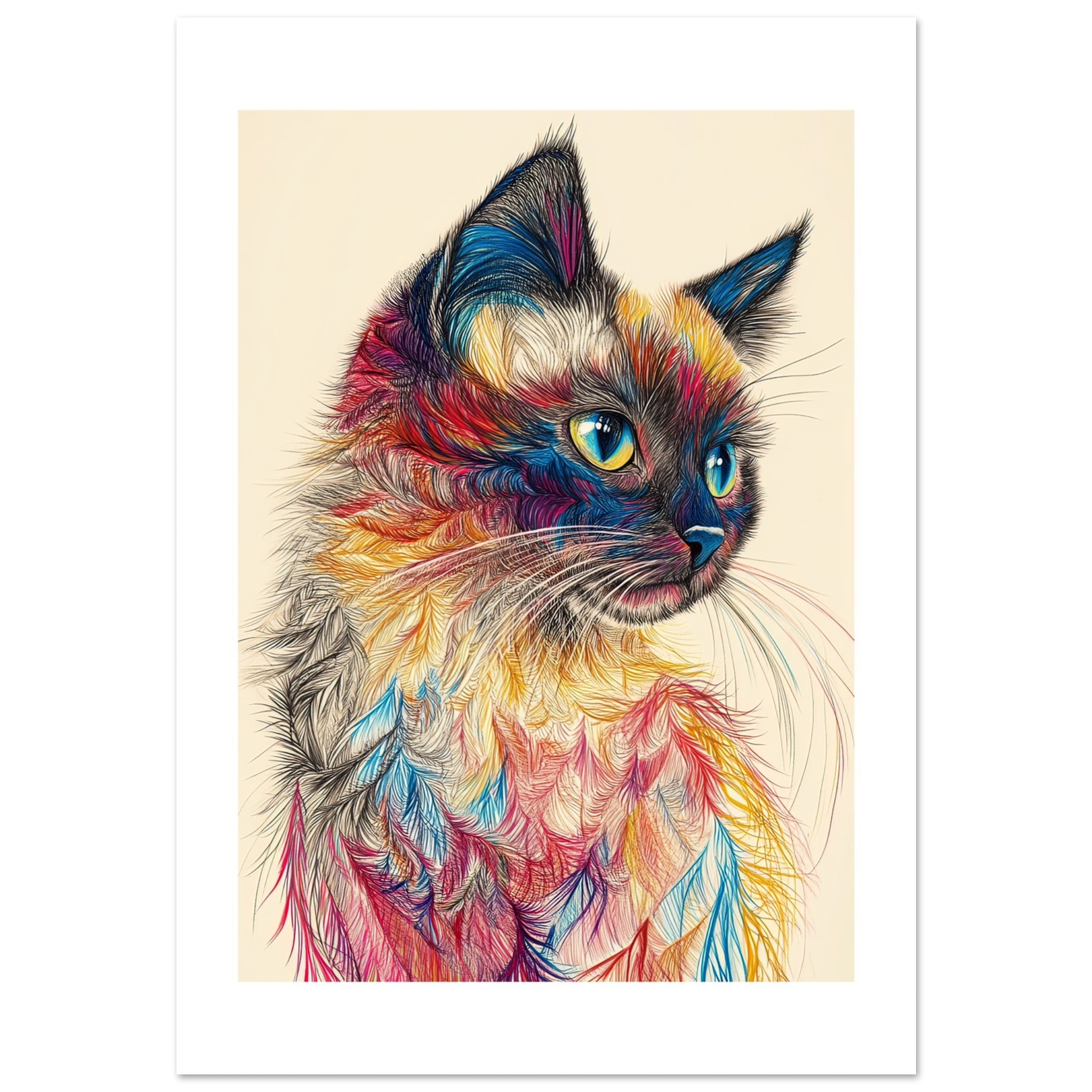 Balinese Cat Painted With Tone Pen 1