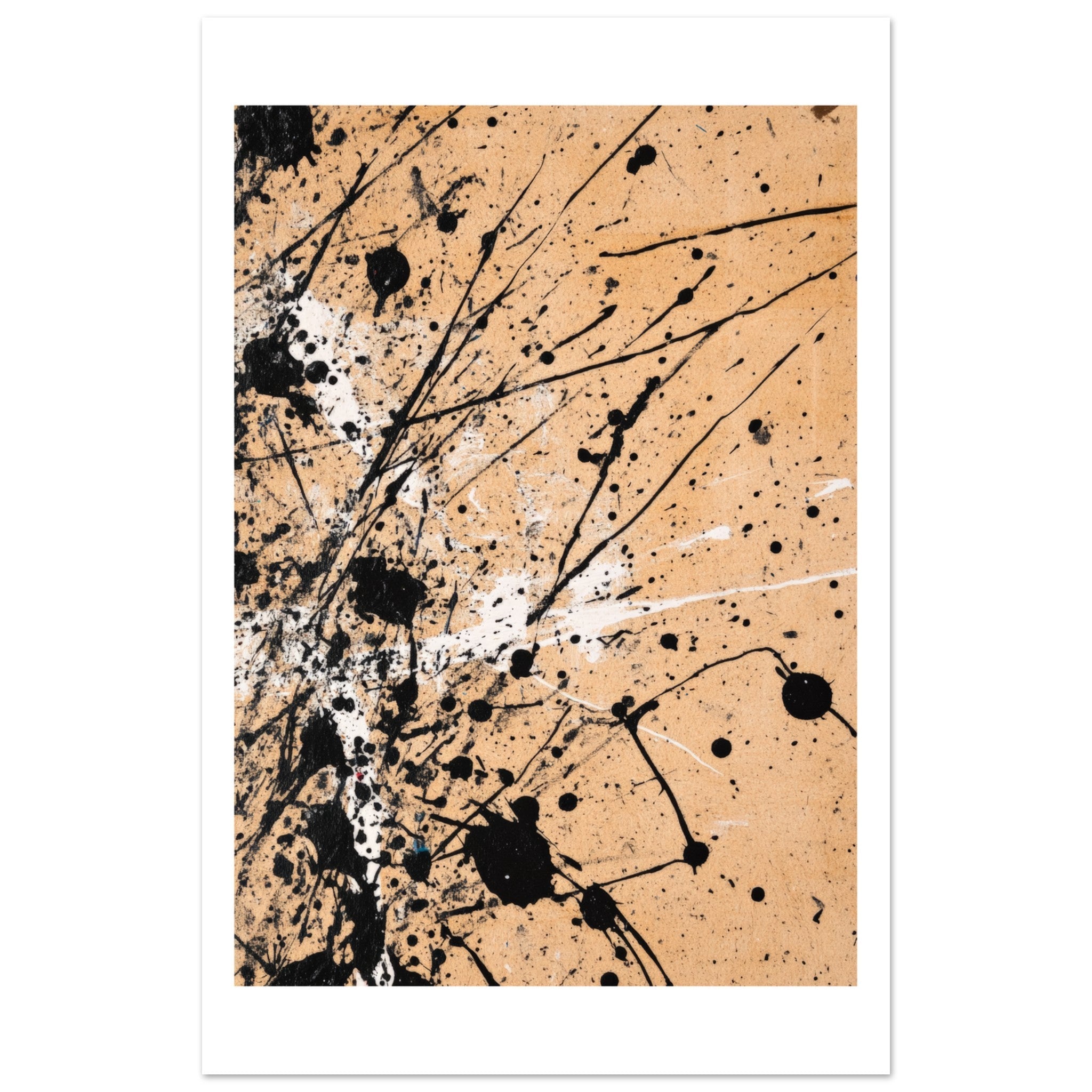 Black and white splashes on beige background 3