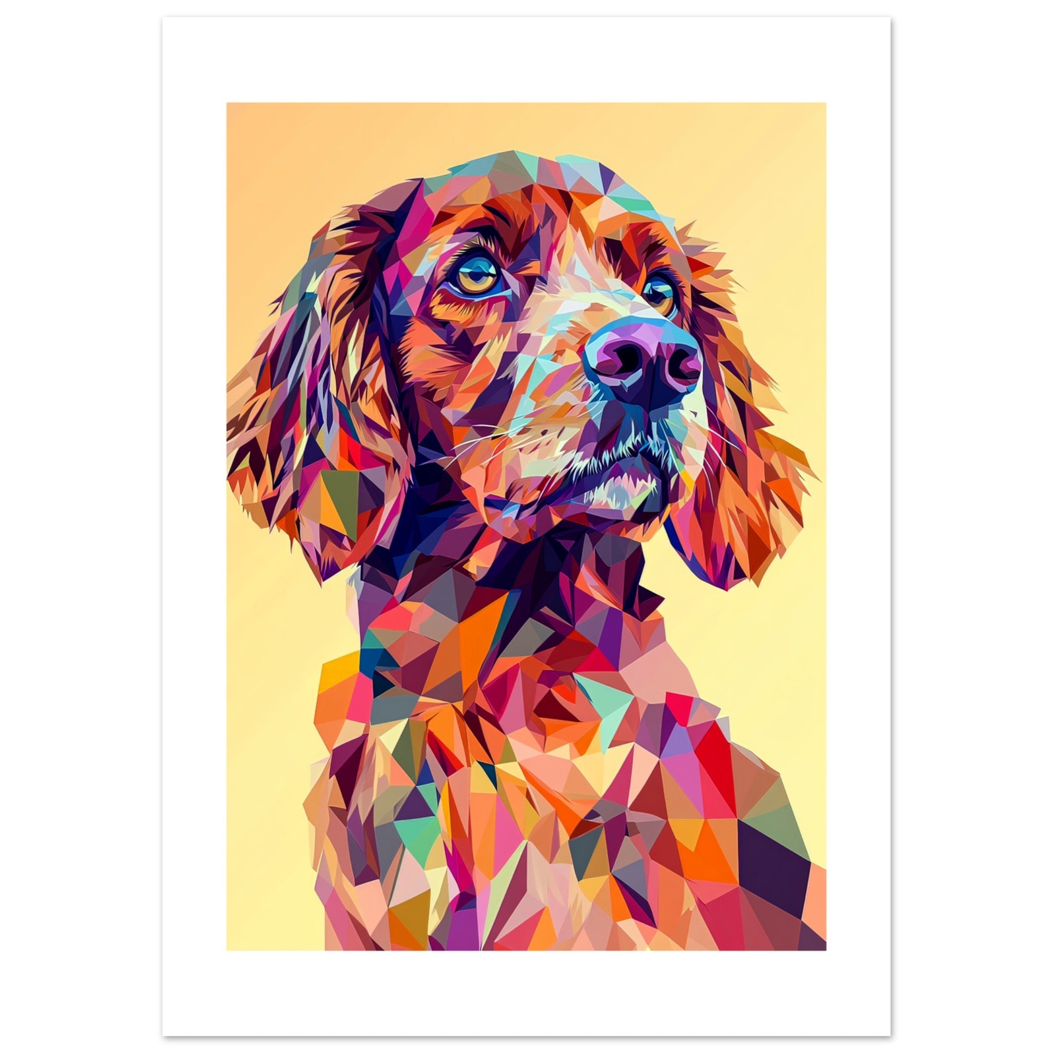 Boykin Spaniel Dog Illustrated with Colorful Triangles 1
