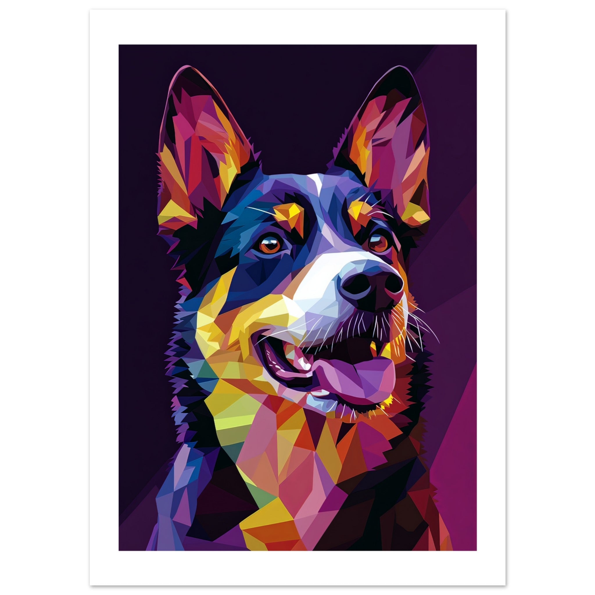 Australian Cattle Dog Illustrated with Colorful Triangles 2