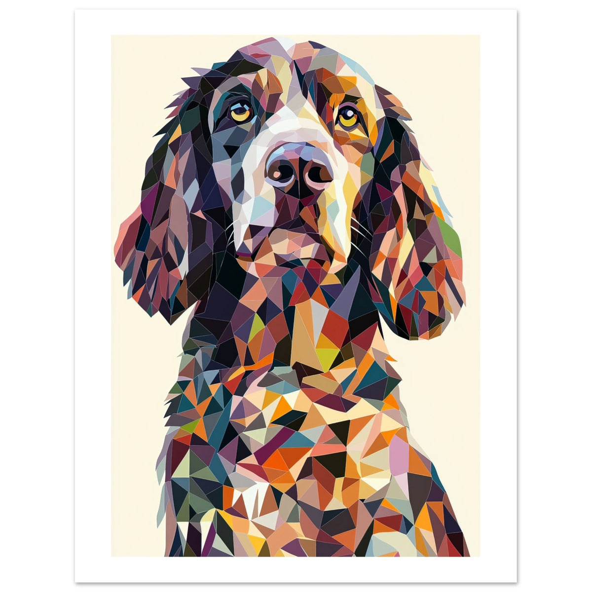 American Water Dog Illustrated with Colorful Triangles 1