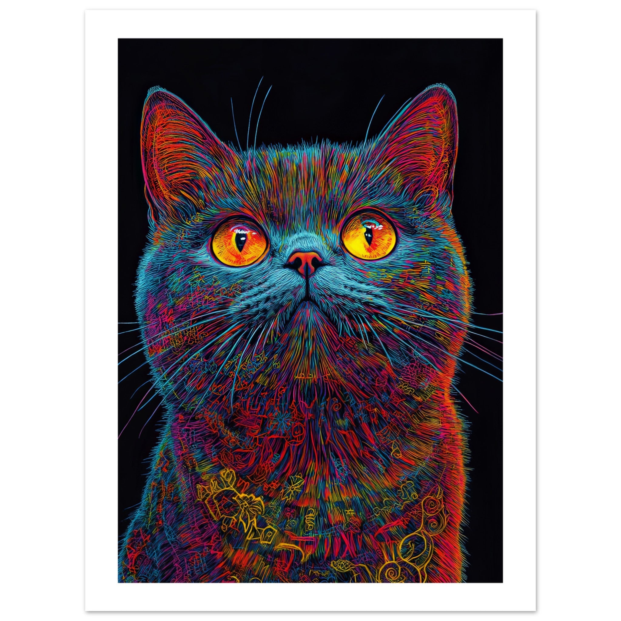 British Shorthair Cat Painted With Tone Pen