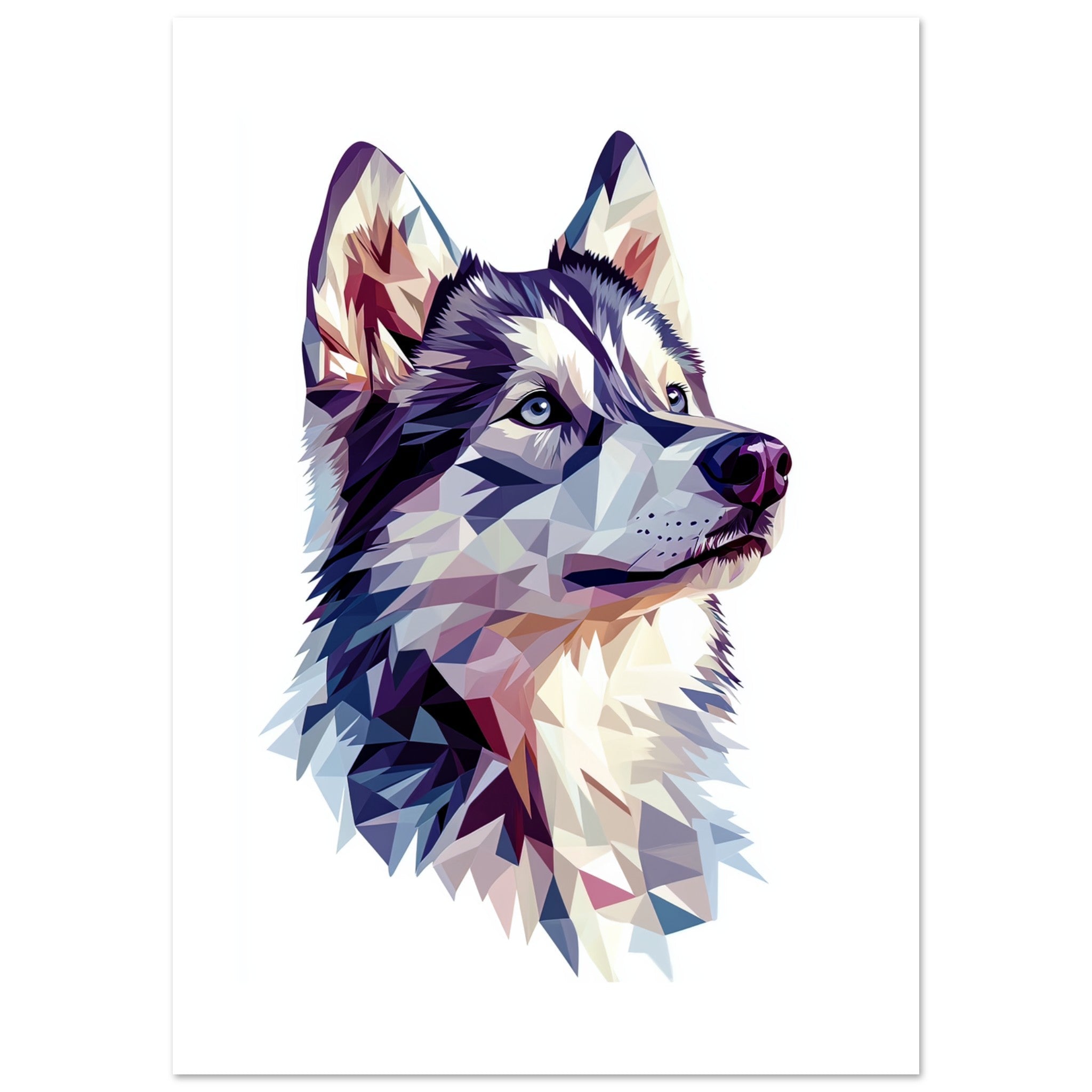 Alaskan Malamute Dog Illustrated with Colorful Triangles 1