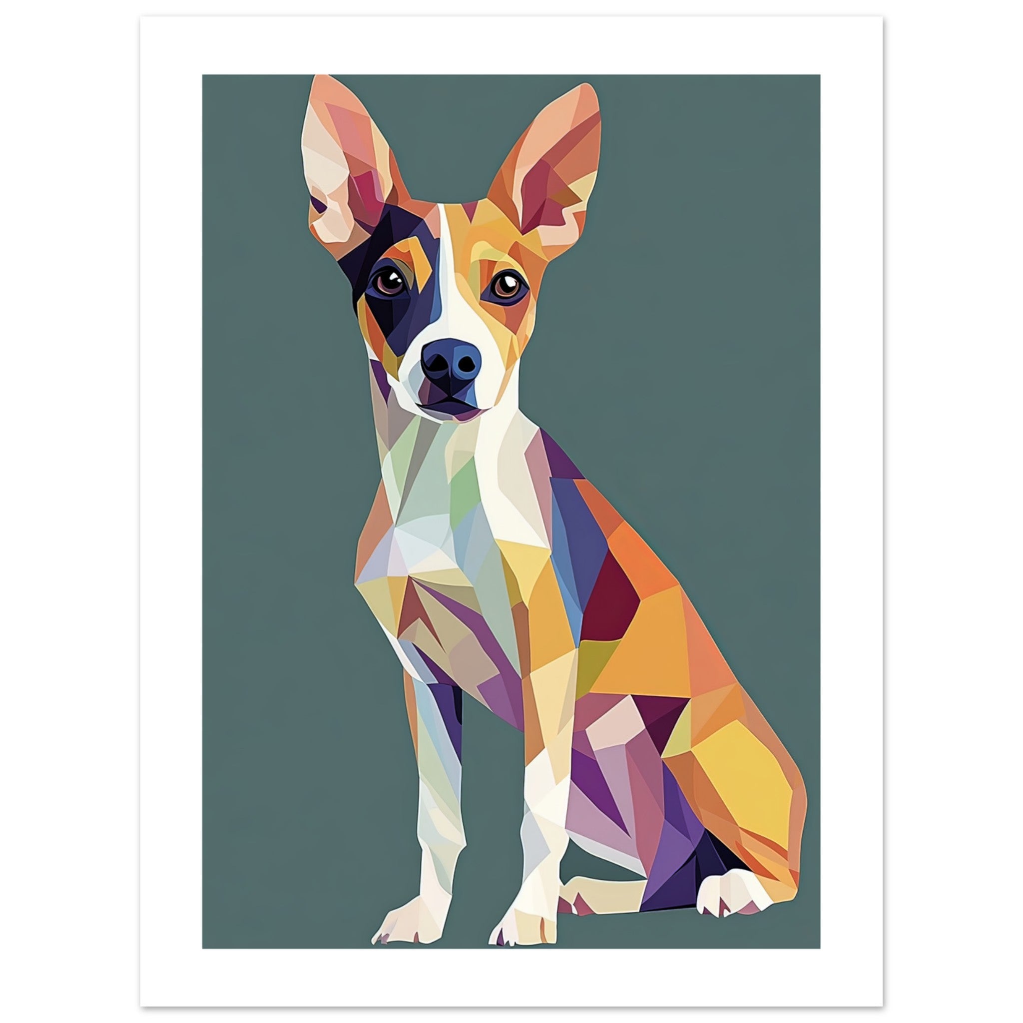 Basenji Dog Illustrated with Colorful Triangles 1