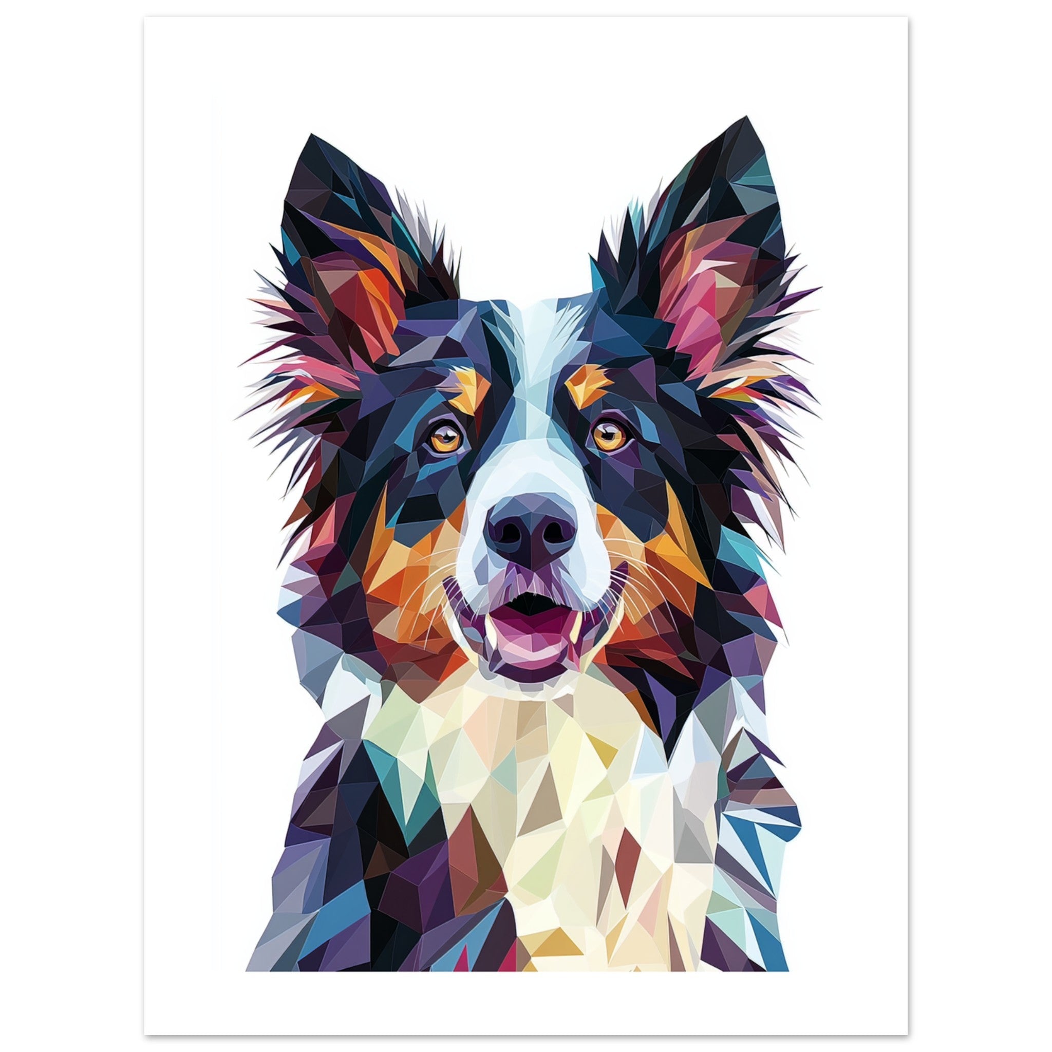 Border Collie Dog Illustrated with Colorful Triangles 1