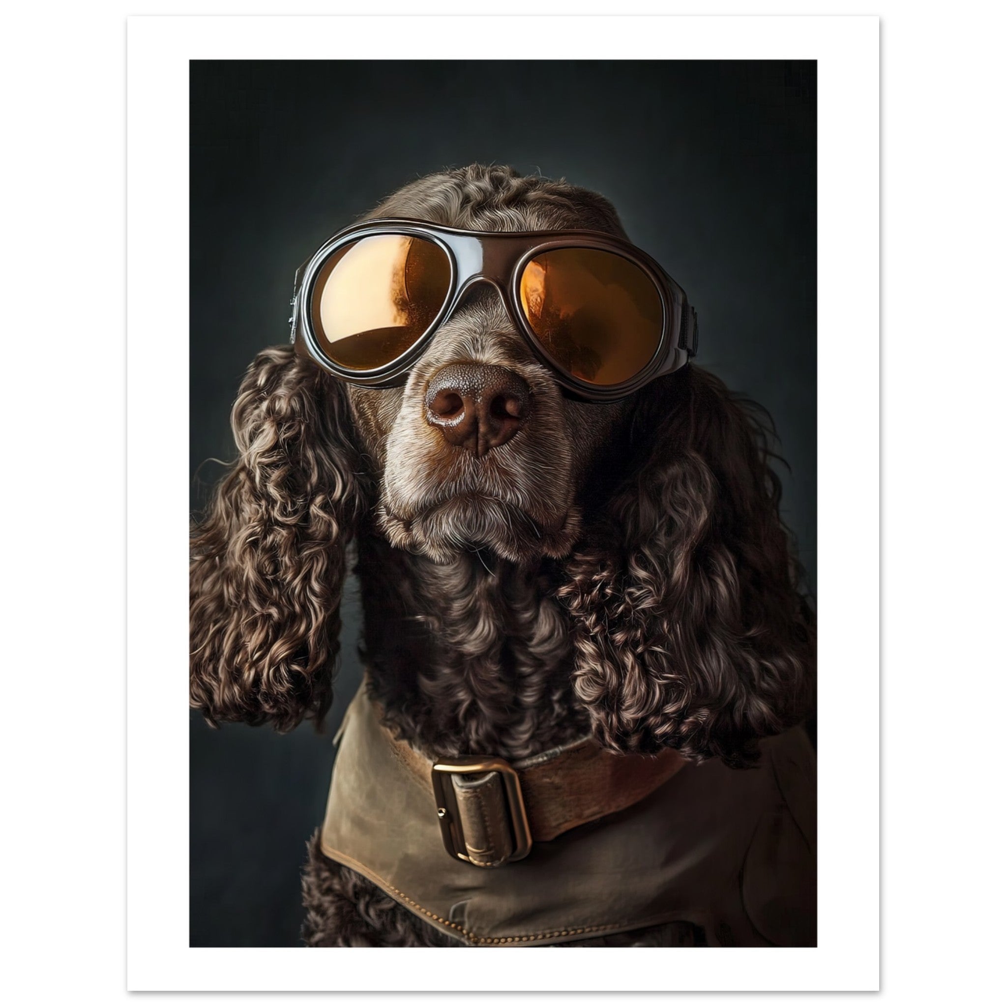 American Water Dog Wearing Pilot Sunglasses