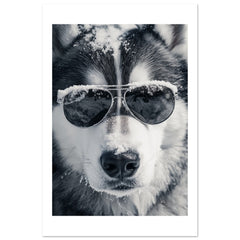 Alaskan Malamute Dog Wearing Pilot Sunglasses