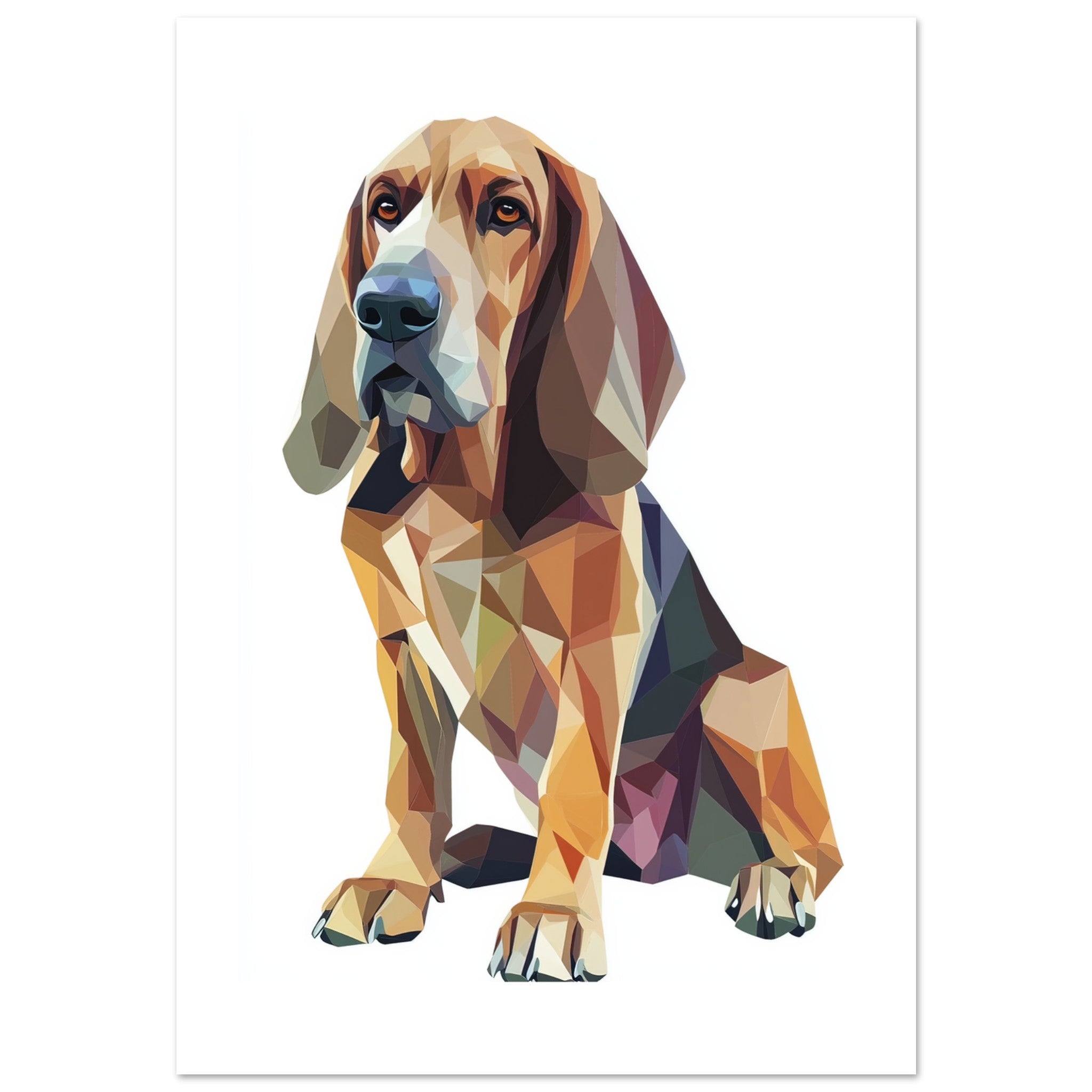 Bloodhound Dog Illustrated with Colorful Triangles 1