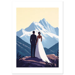 A black wedding couple infront of mountains