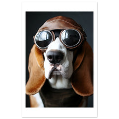 Basset Hound Dog Wearing Pilot Sunglasses
