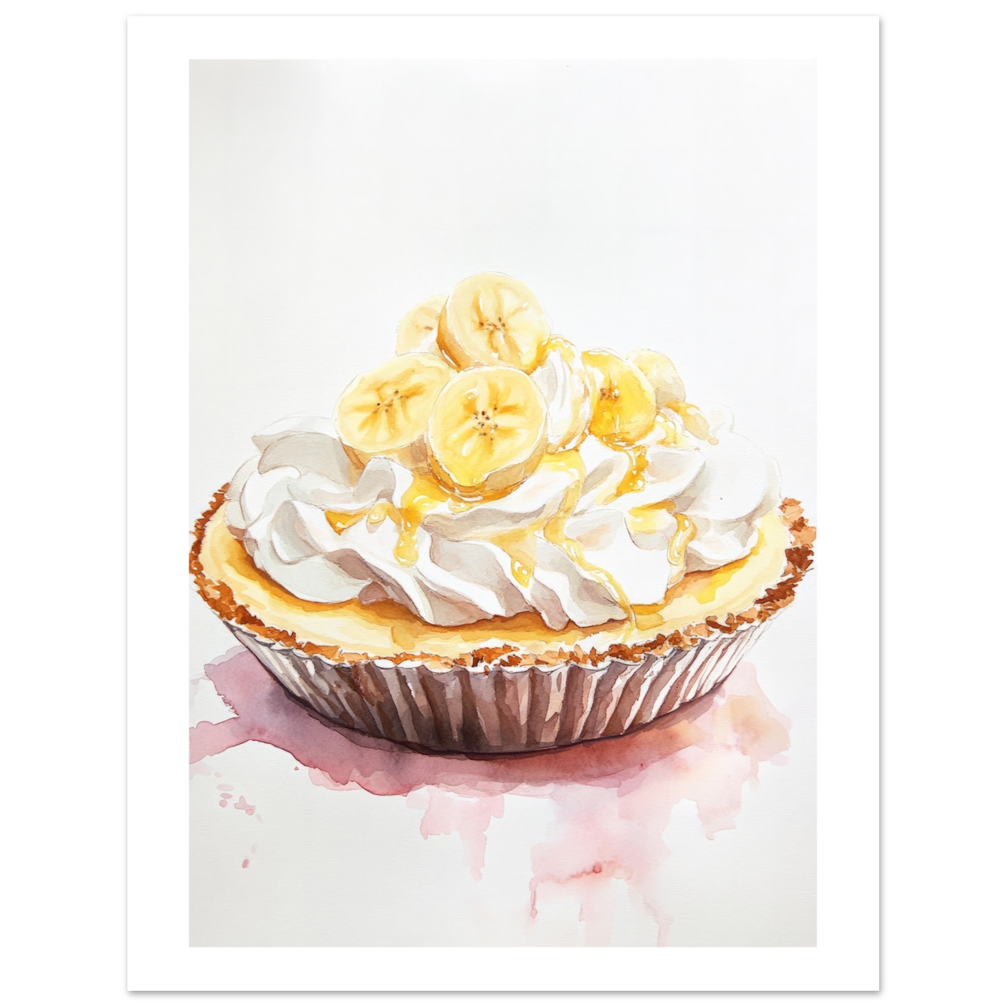 Banoffee Pie Watercolor Painting Wall Art