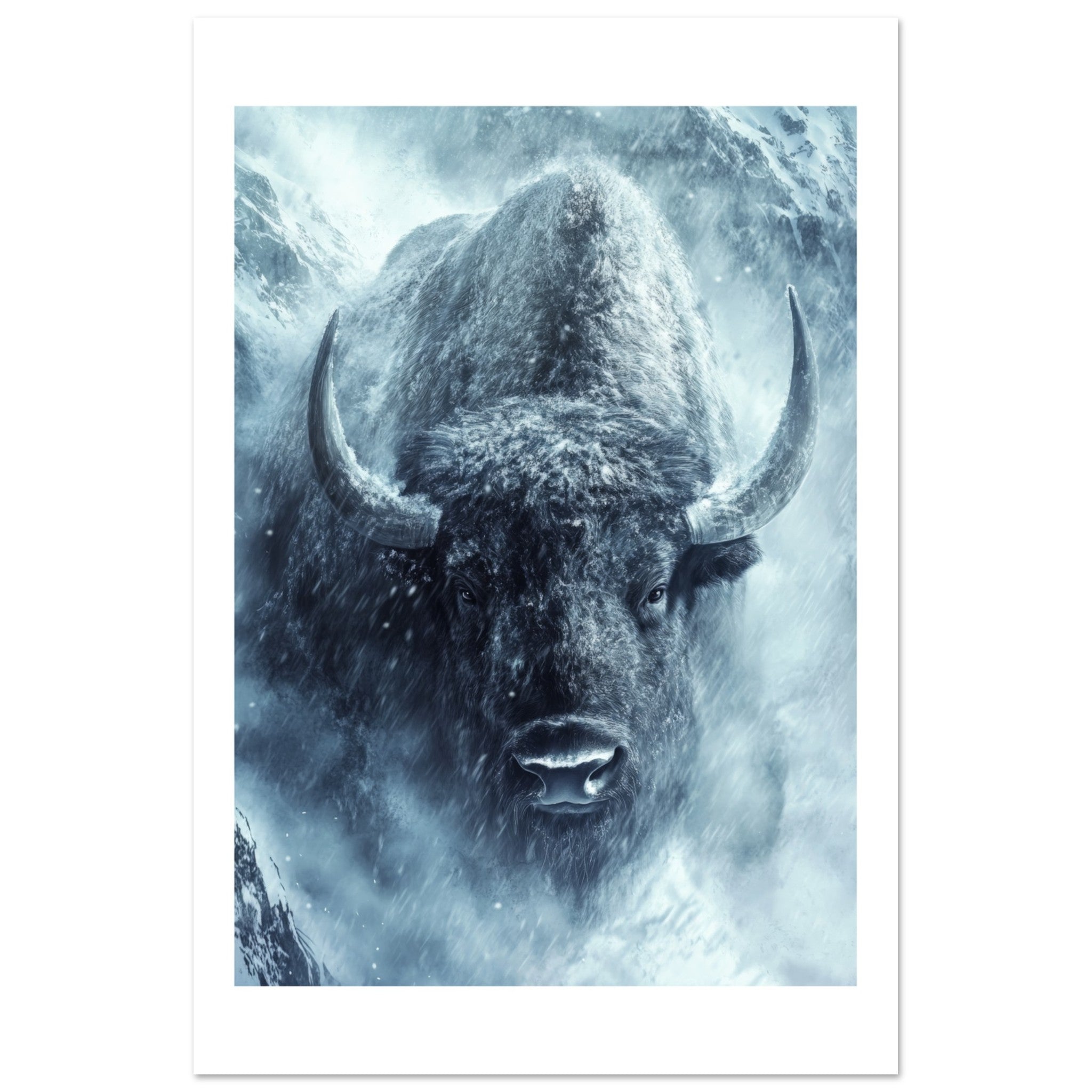 Bison portrait in a snowstorm 3