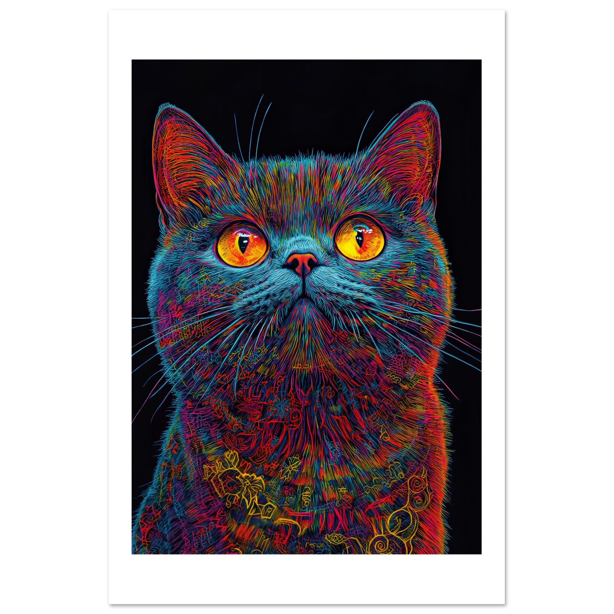 British Shorthair Cat Painted With Tone Pen