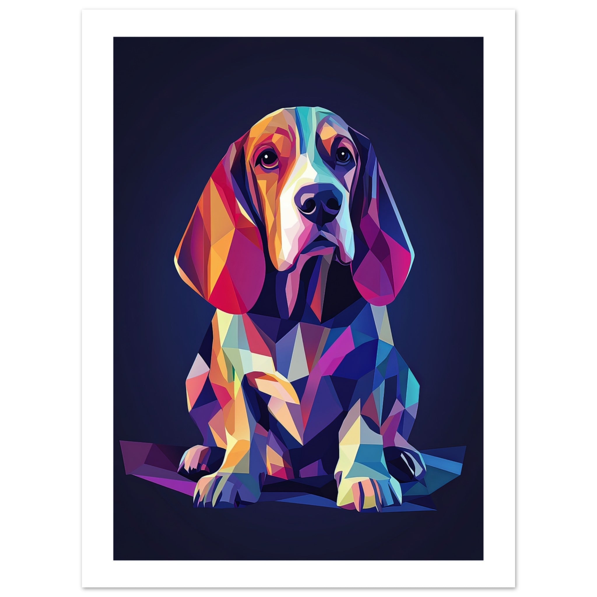 Basset Hound Dog Illustrated with Colorful Triangles 3