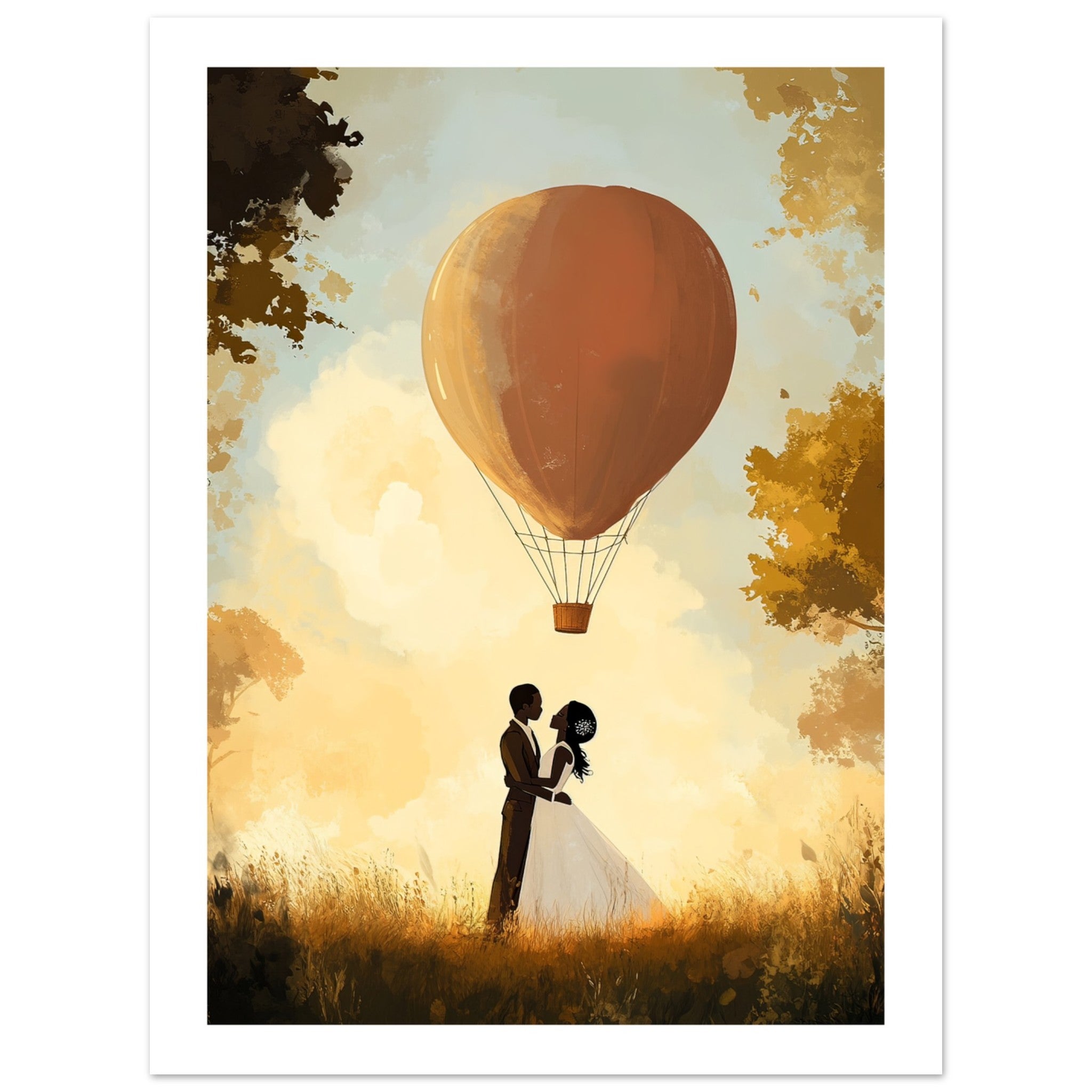 A black wedding couple infront of a hot ballon 1