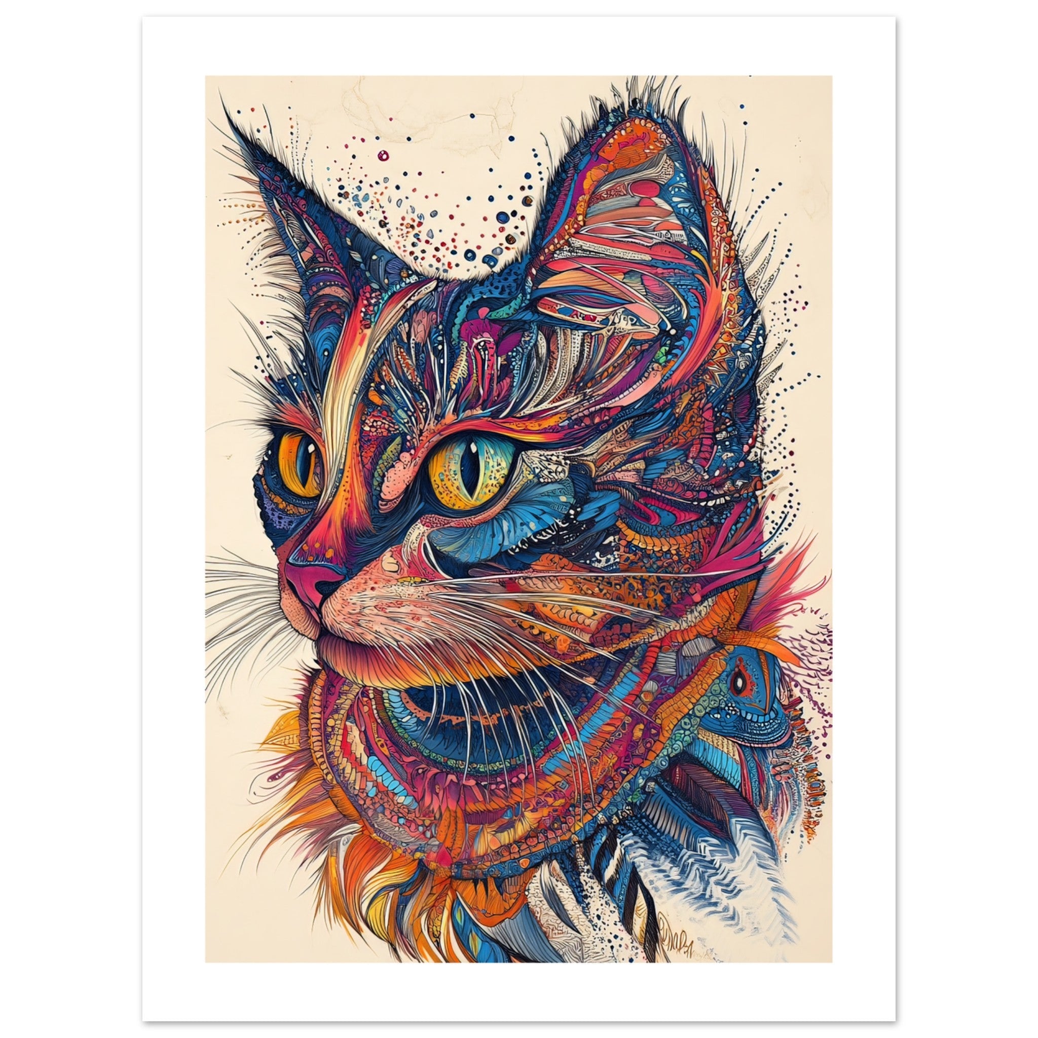 Balinese Cat Painted With Tone Pen
