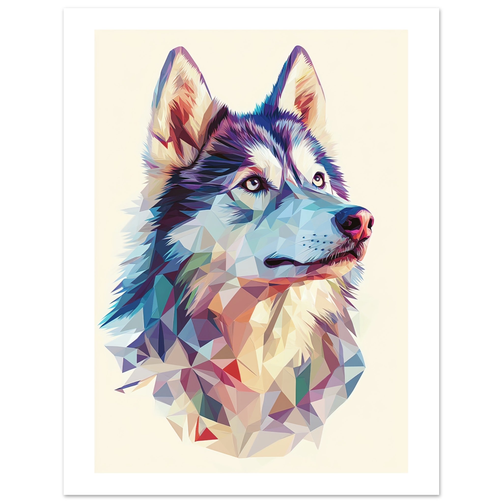 Alaskan Malamute Dog Illustrated with Colorful Triangles