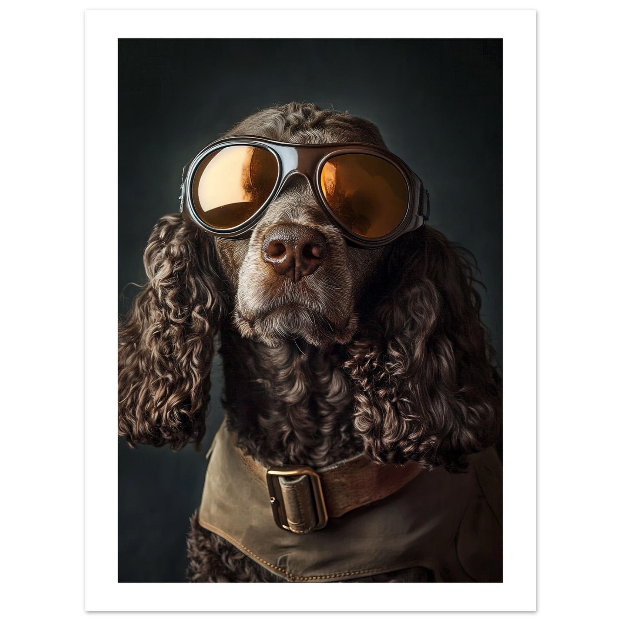 American Water Dog Wearing Pilot Sunglasses