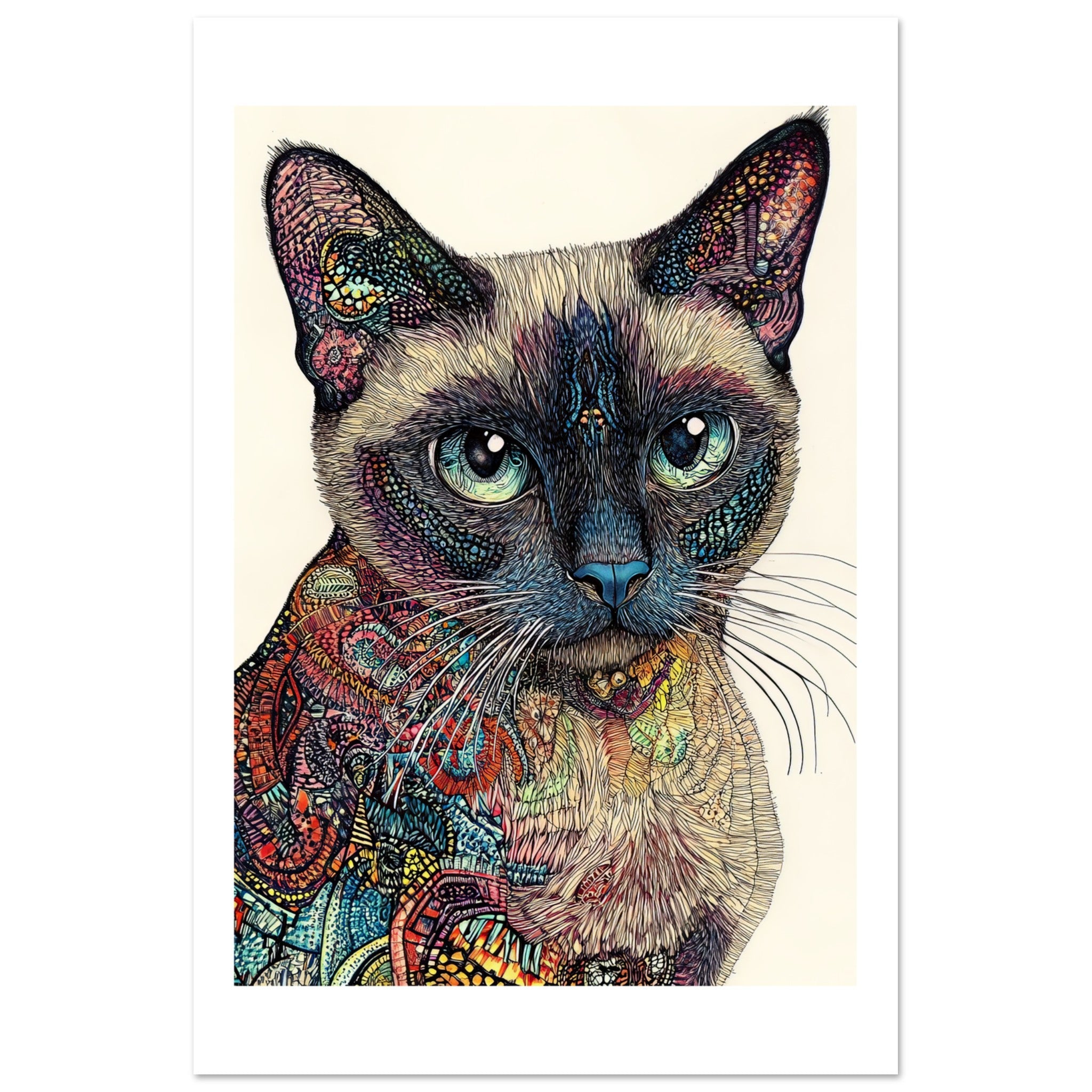 Burmese Cat Painted With Tone Pen 2