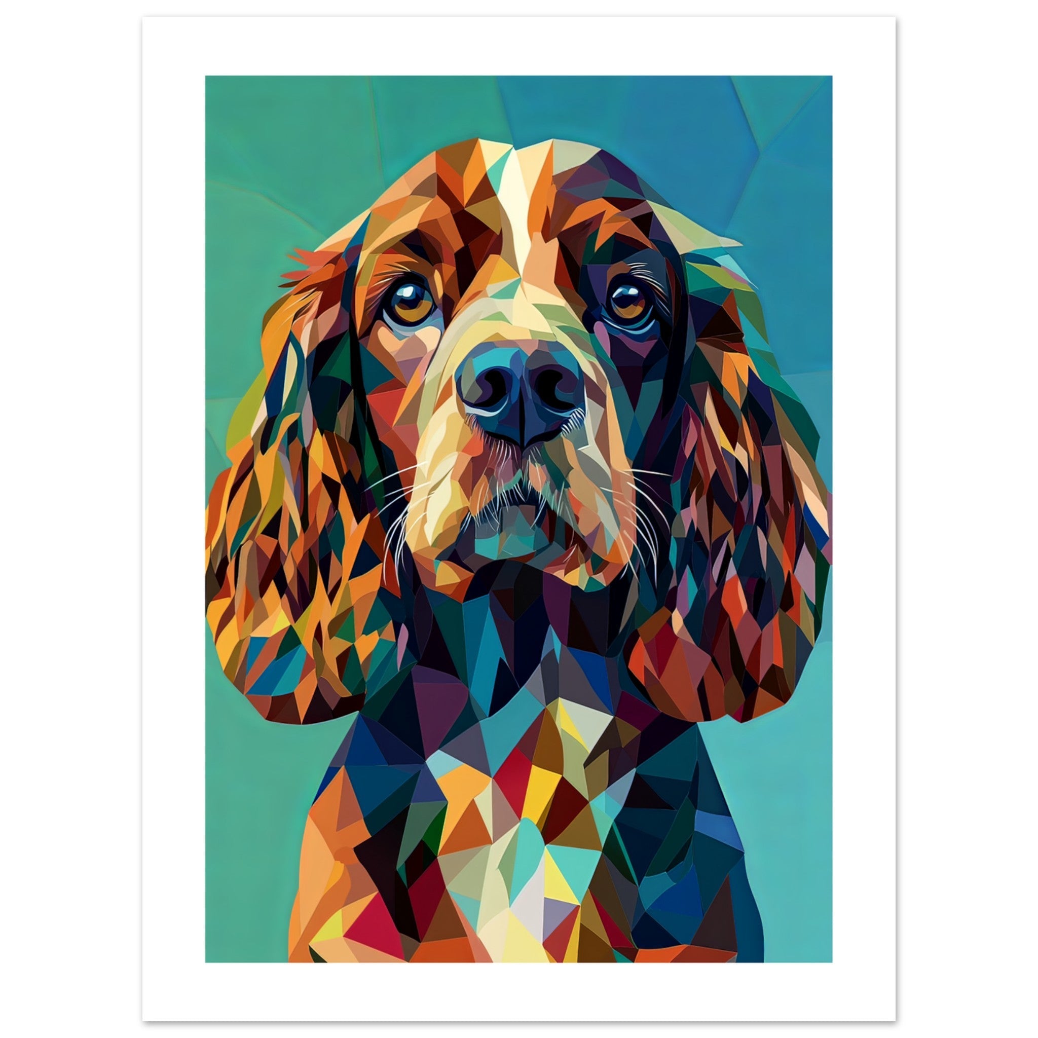 Boykin Spaniel Dog Illustrated with Colorful Triangles