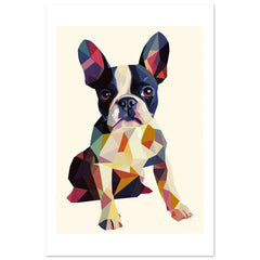 Boston Terrier Dog Illustrated with Colorful Triangles