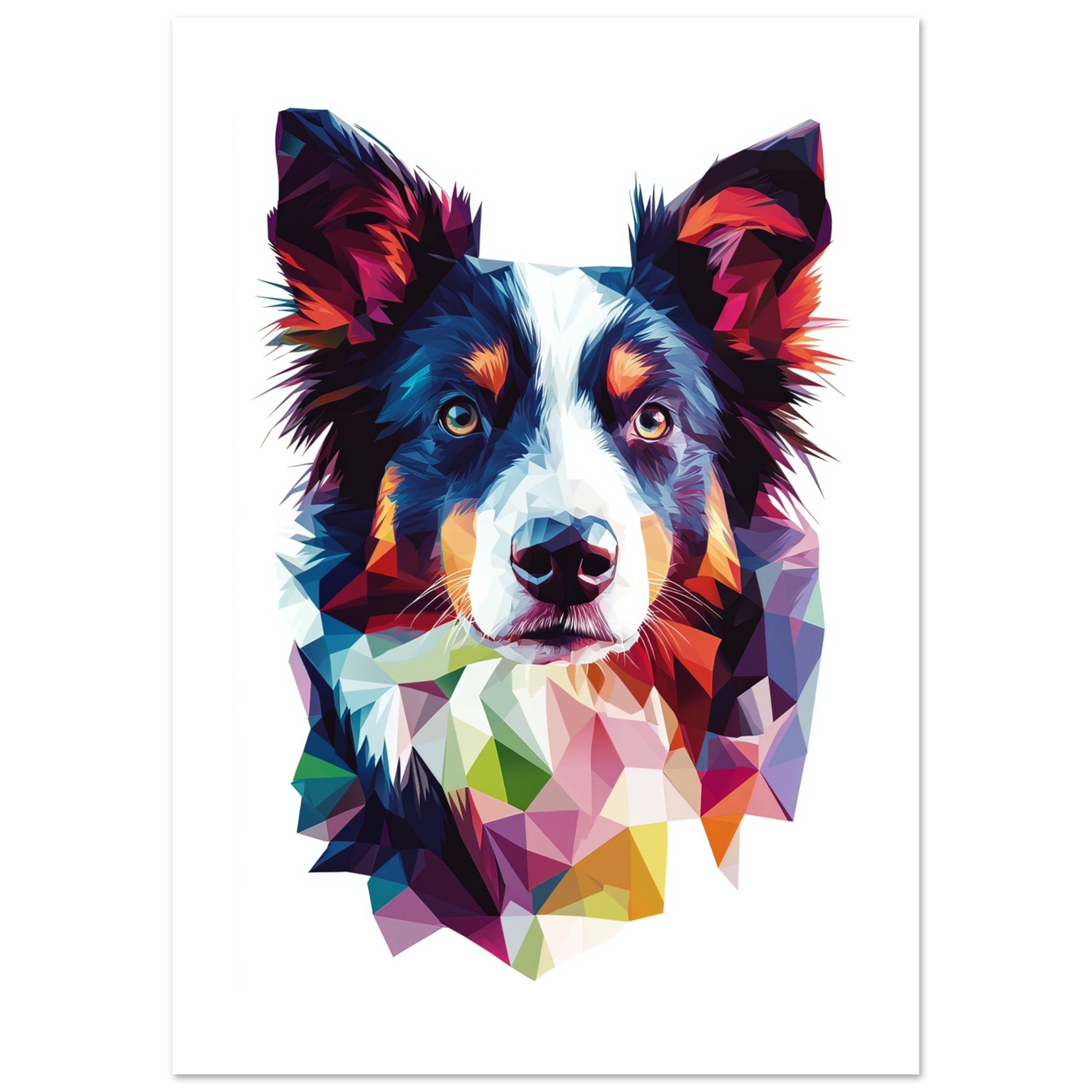 Border Collie Dog Illustrated with Colorful Triangles 2