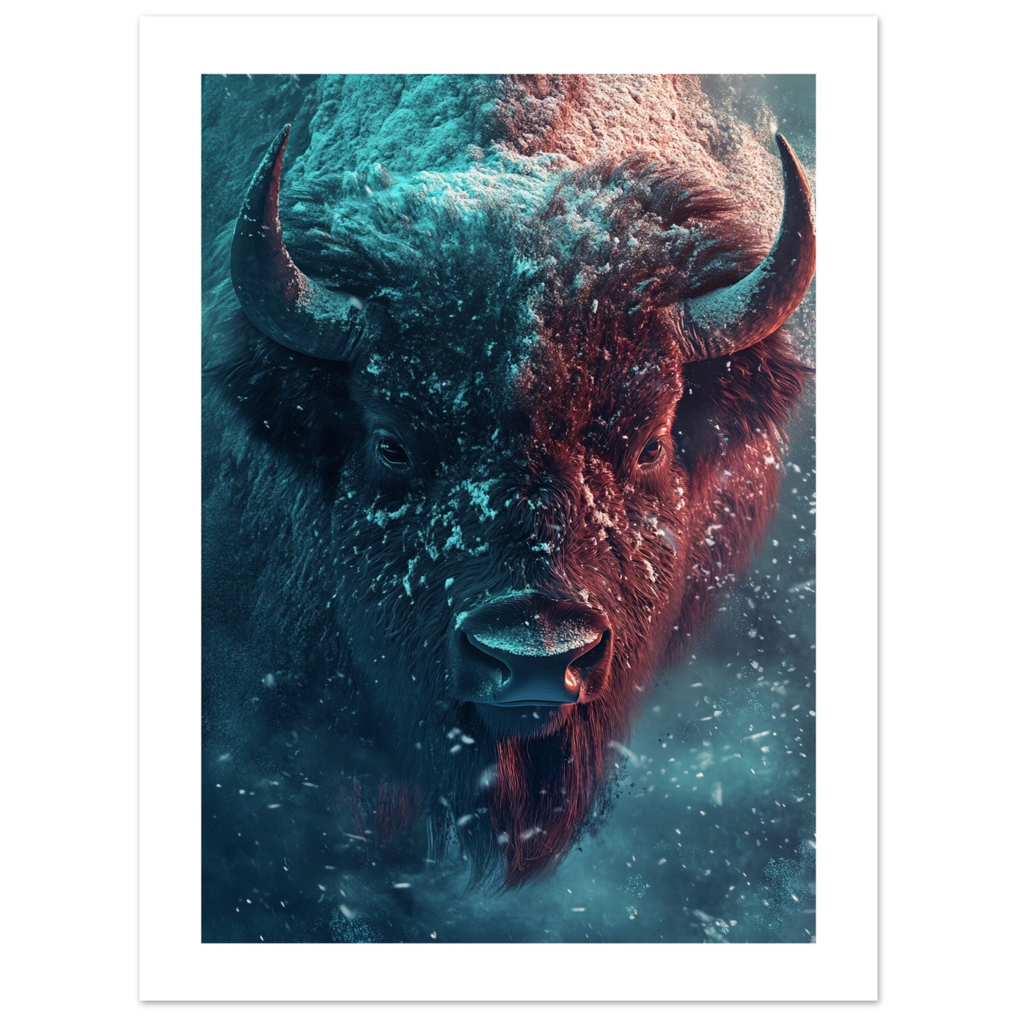 Bison portrait in a snowstorm 1