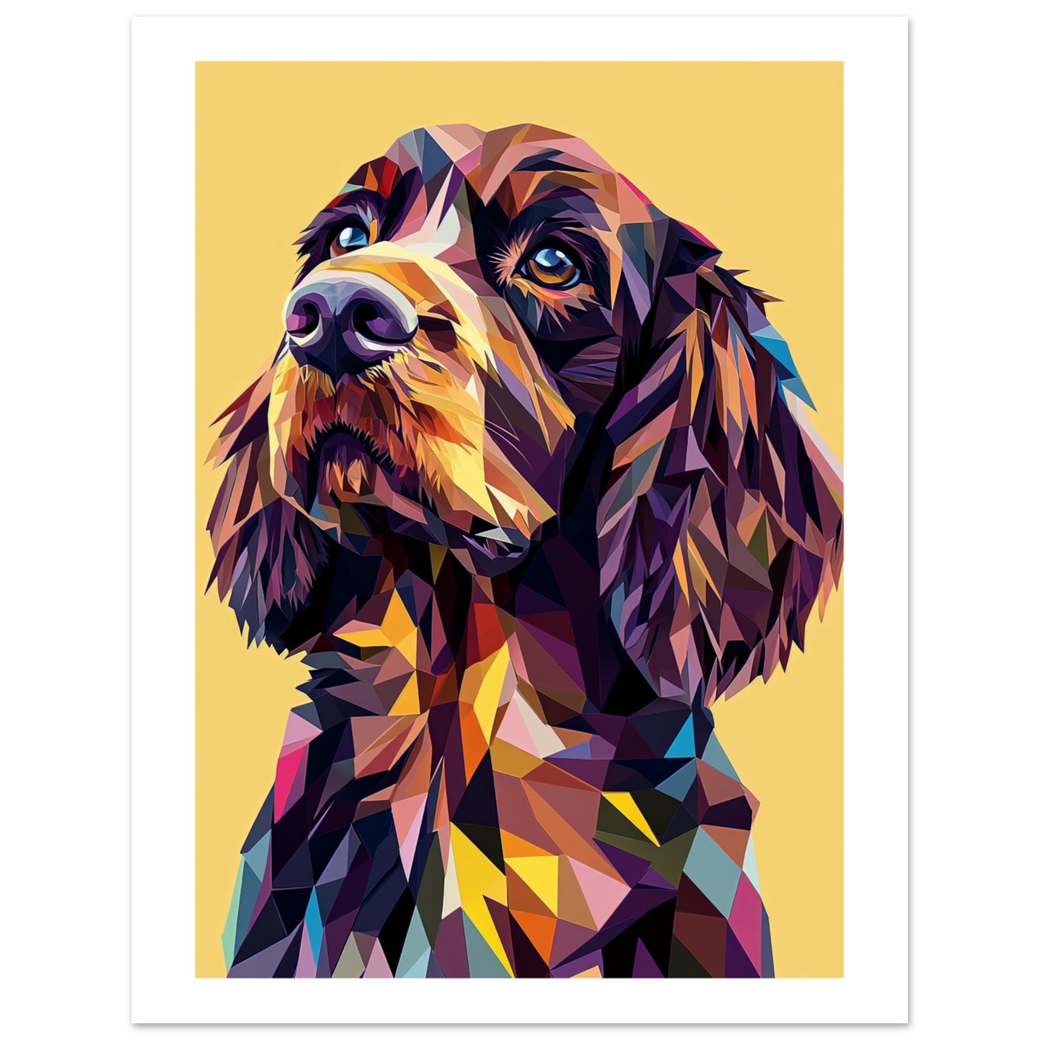 Boykin Spaniel Dog Illustrated with Colorful Triangles 3