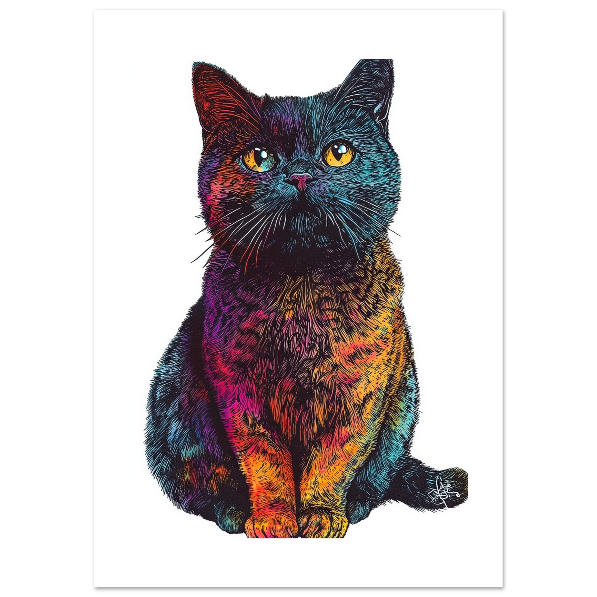 British Shorthair Cat Painted With Tone Pen 2