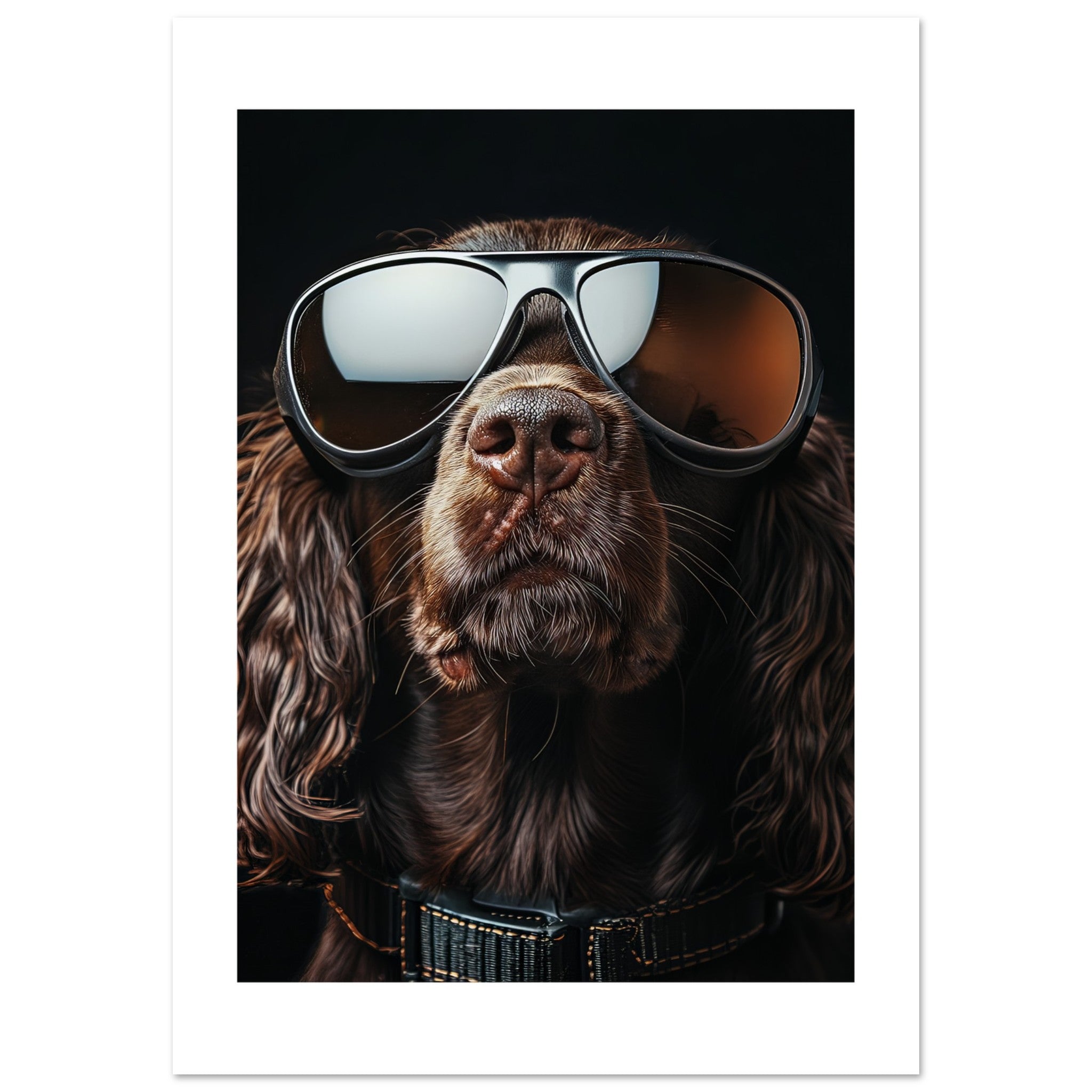 Boykin Spaniel Dog Wearing Pilot Sunglasses