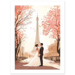 An asian wedding couple infront of the Eifeltower