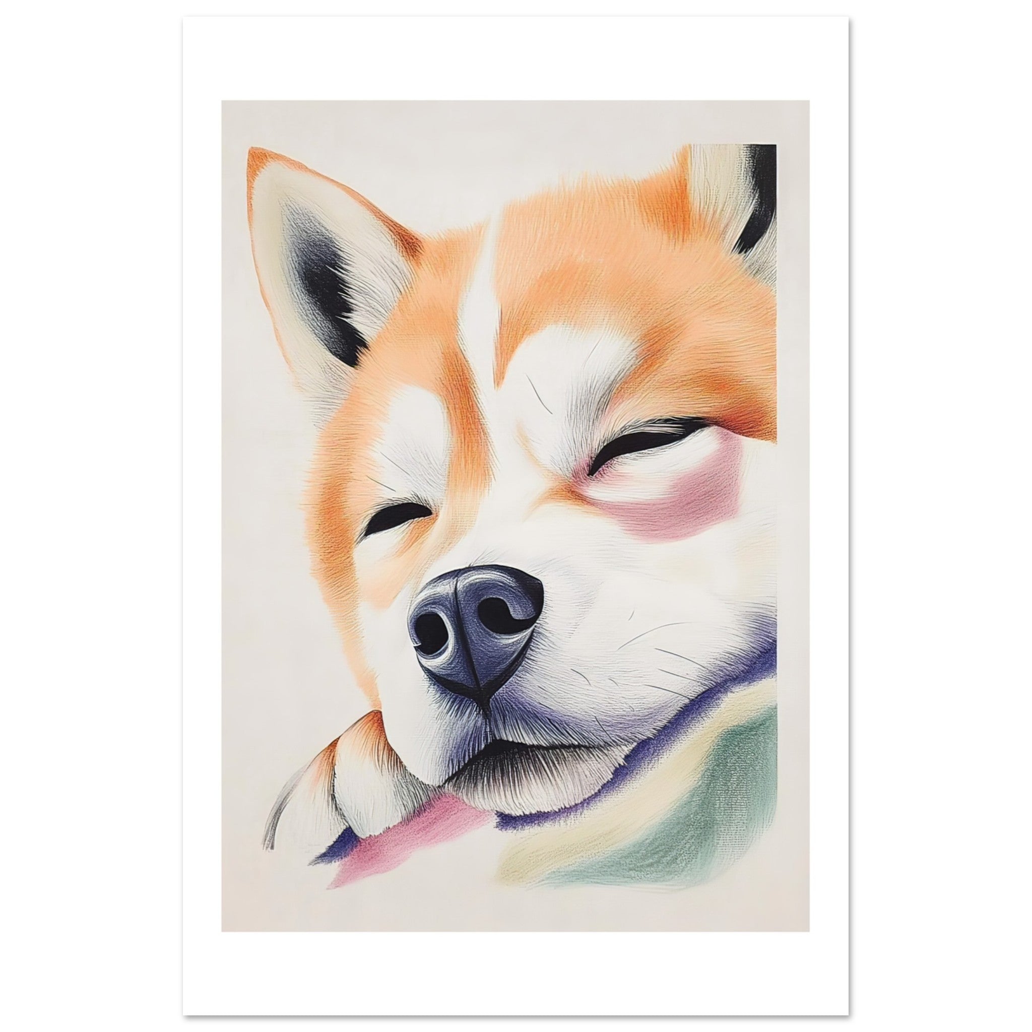 Akita Dog Relaxing Pastel Colored 2