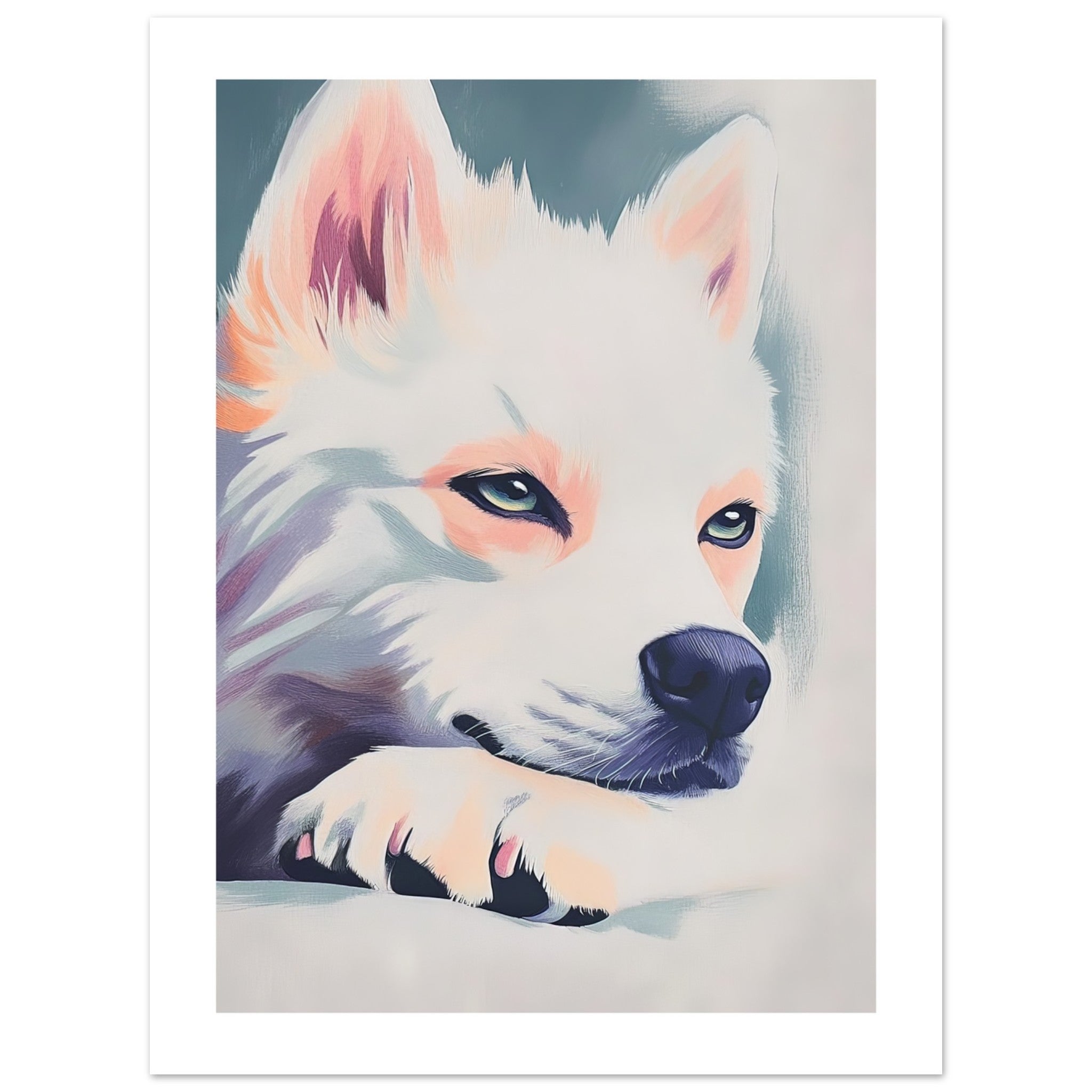 American Eskimo Dog Relaxing Pastel Colored