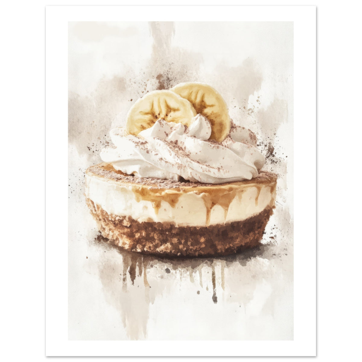 Banoffee Pie Watercolor Painting Wall Art 1