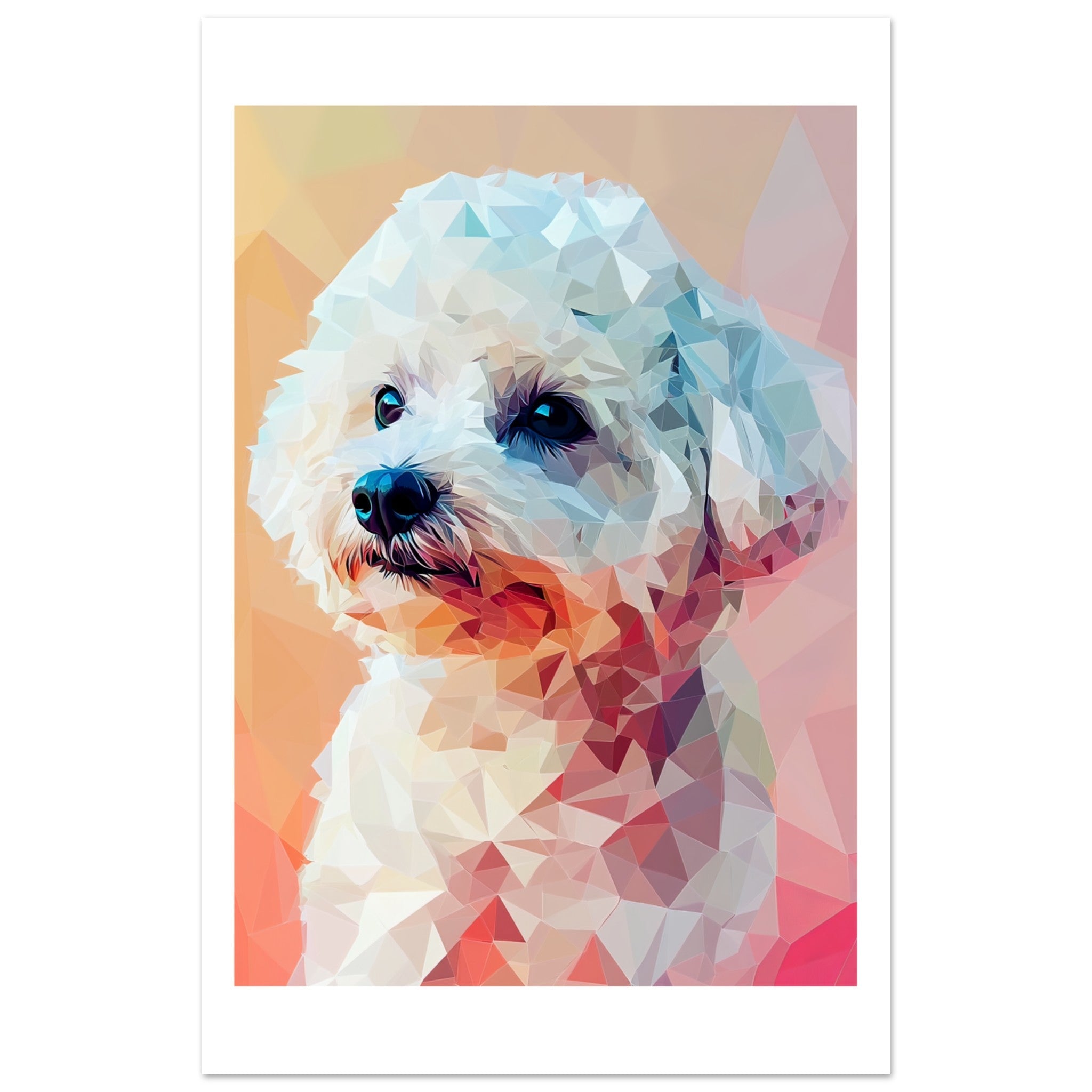 Bichon Frise Dog Illustrated with Colorful Triangles