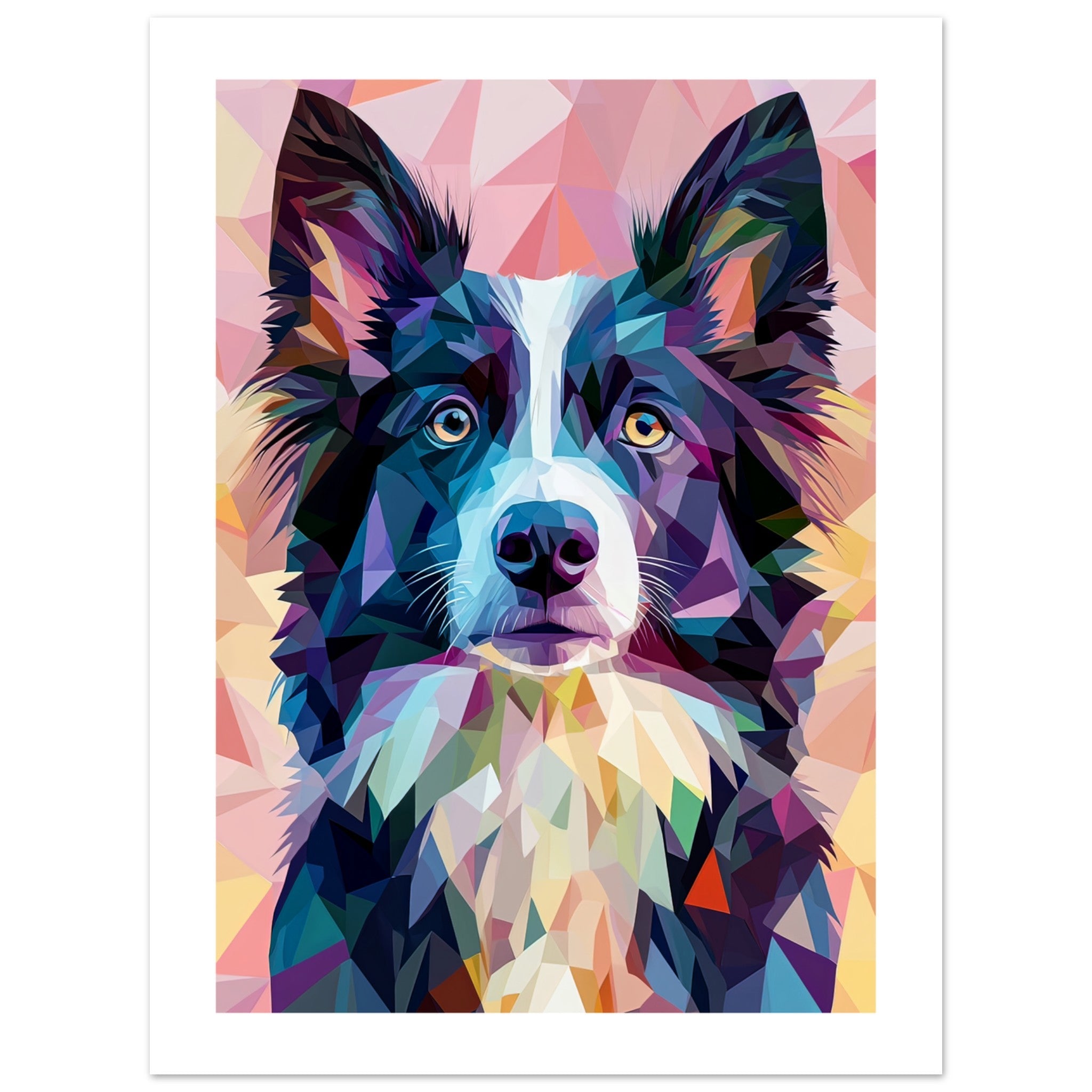 Border Collie Dog Illustrated with Colorful Triangles 3