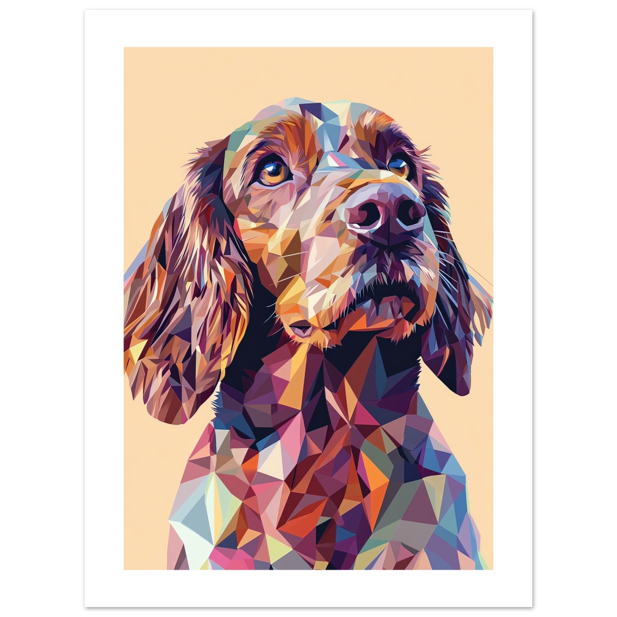 Boykin Spaniel Dog Illustrated with Colorful Triangles 2
