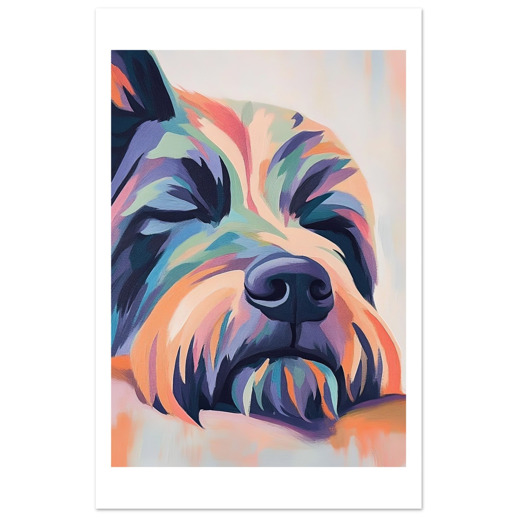 Briard Dog Relaxing Pastel Colored