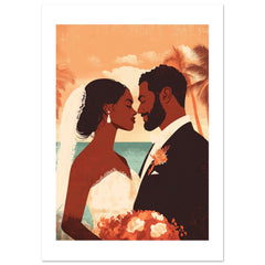 A mixed wedding couple infront of Venice Beach
