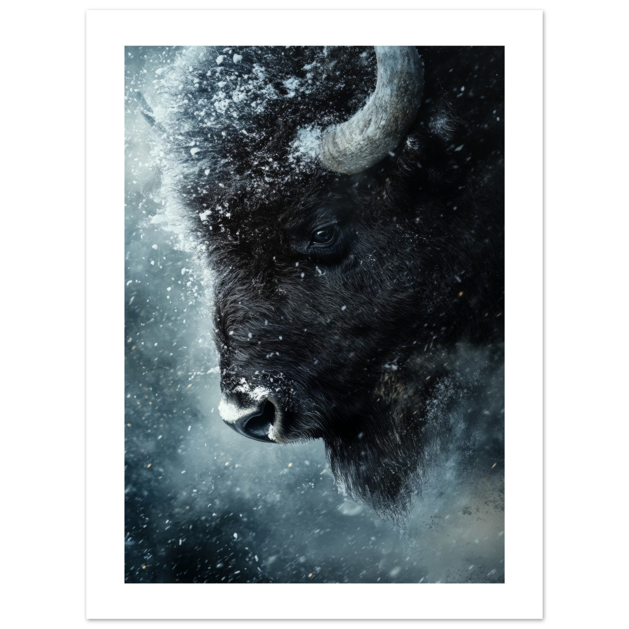 Bison portrait in a snowstorm 2