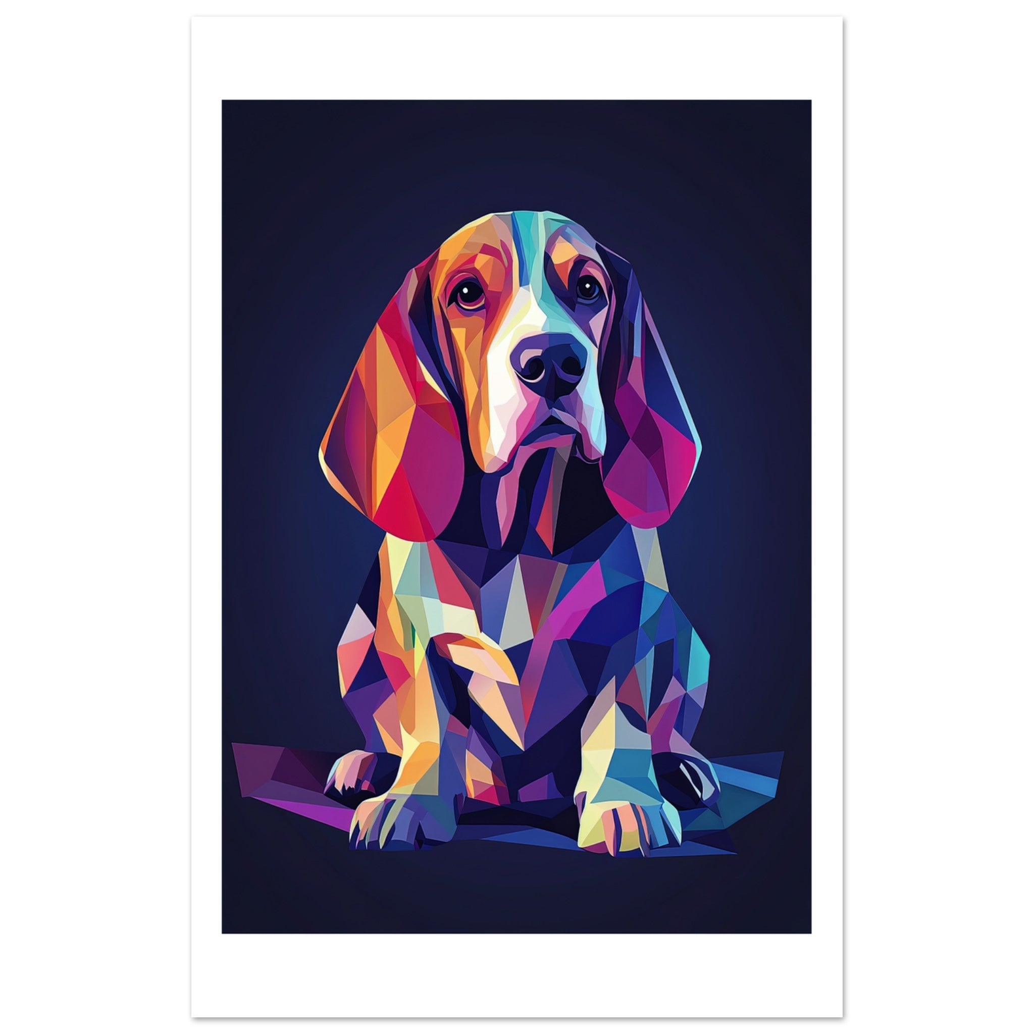 Basset Hound Dog Illustrated with Colorful Triangles 3