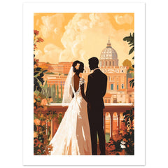 A black wedding couple infront of Rome