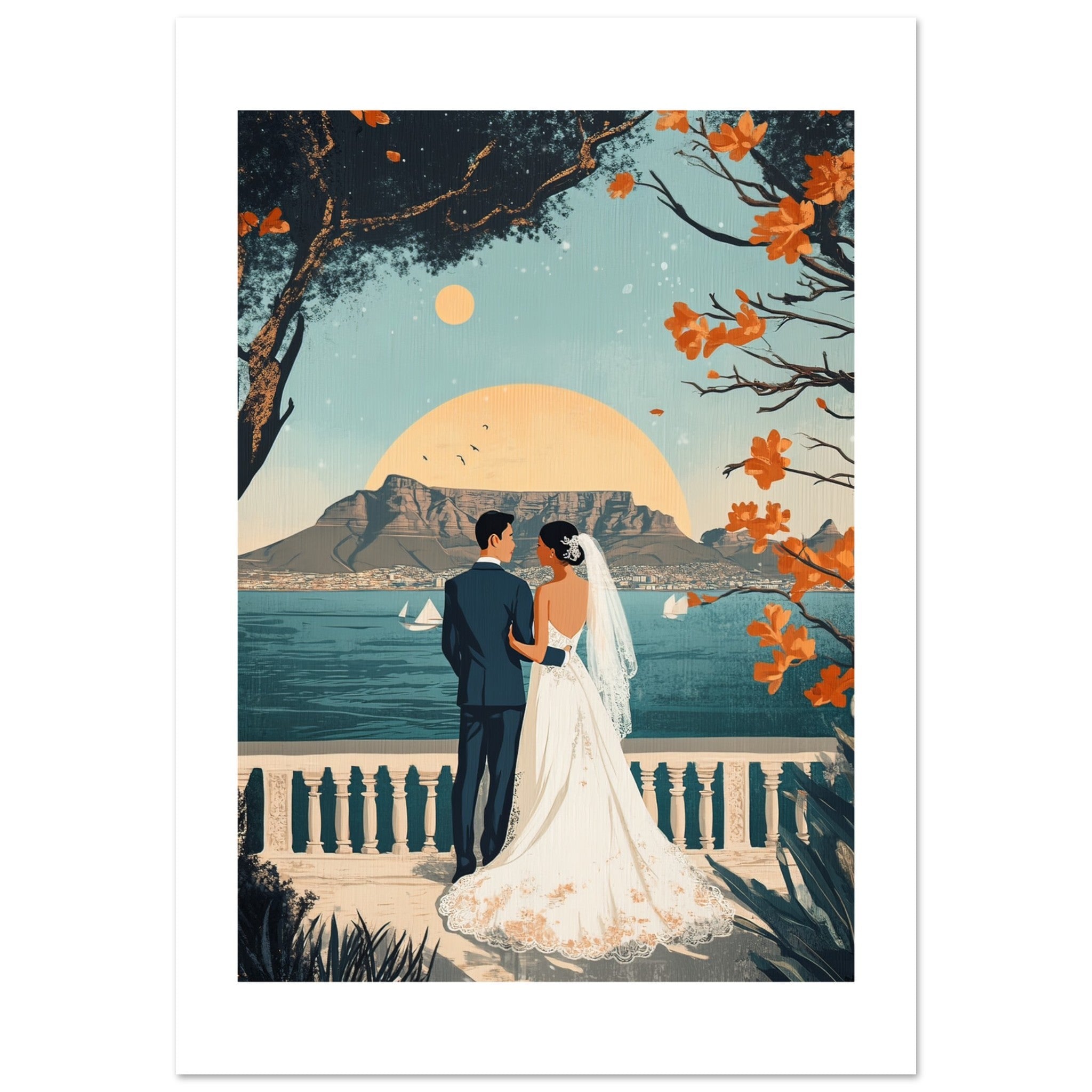 An asian wedding couple infront of Cape Town