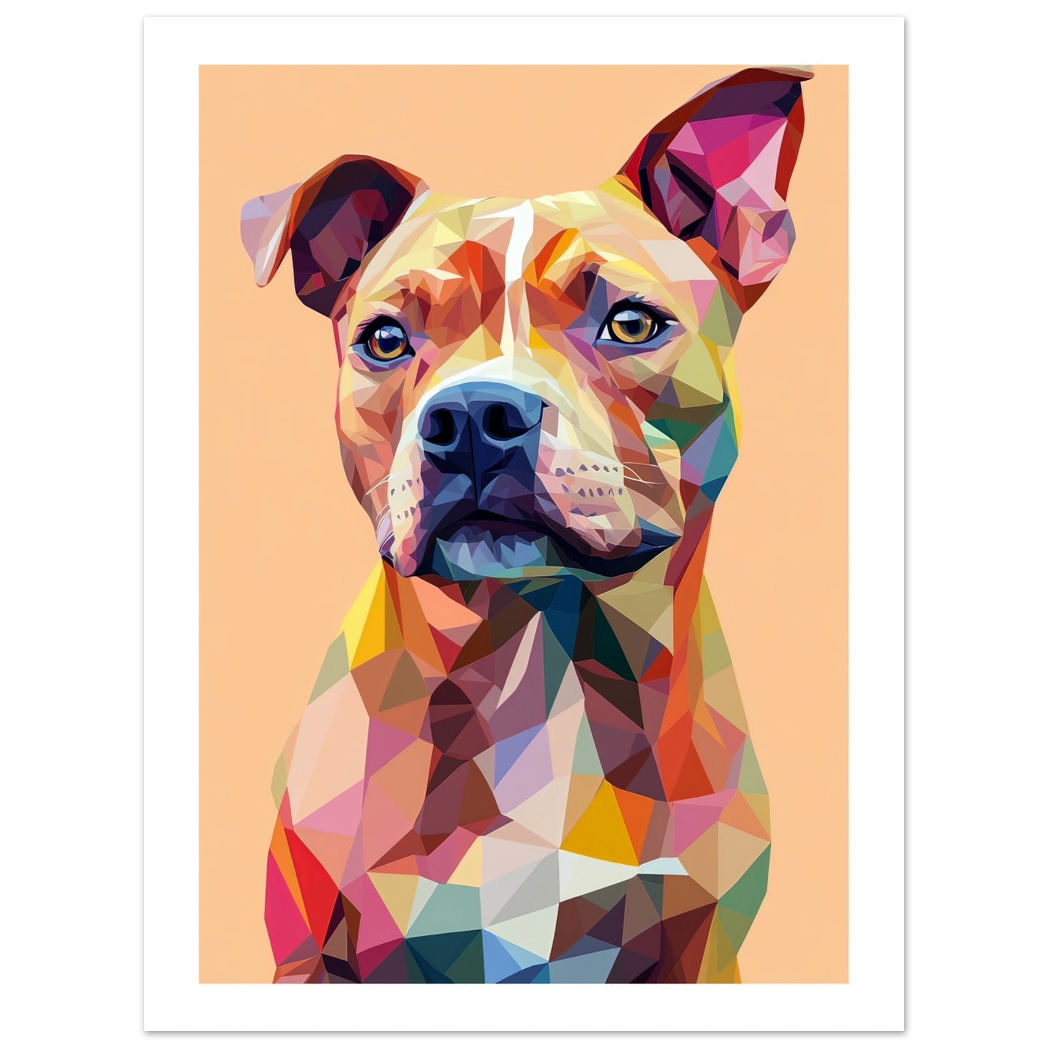 American Staffordshire Dog Illustrated with Colorful Triangles 1