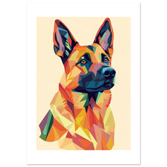 Belgian Malinois Dog Illustrated with Colorful Triangles